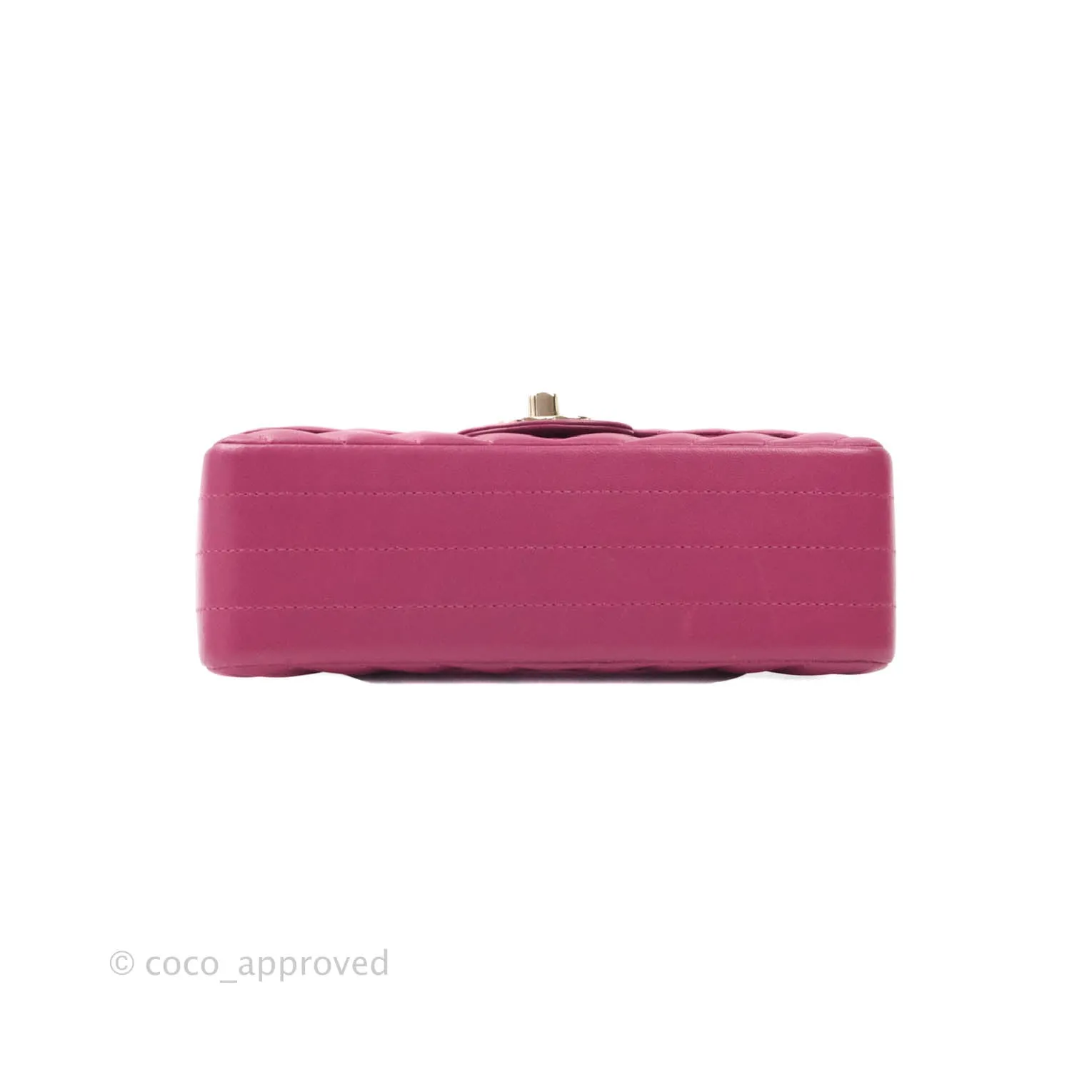 Chanel Chevron Mini Rectangular Lambskin Flap Bag Dark Pink Gold Hardware