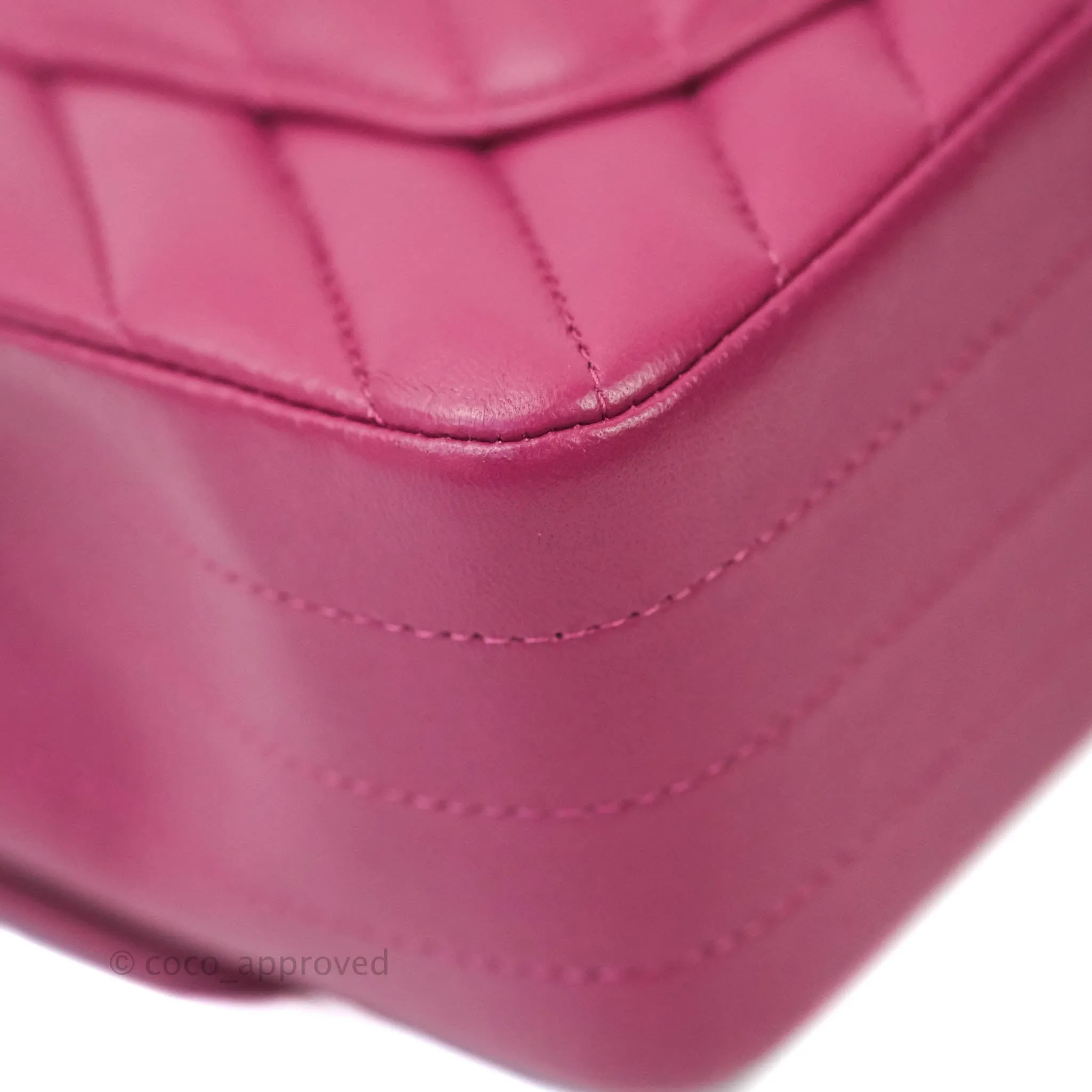 Chanel Chevron Mini Rectangular Lambskin Flap Bag Dark Pink Gold Hardware