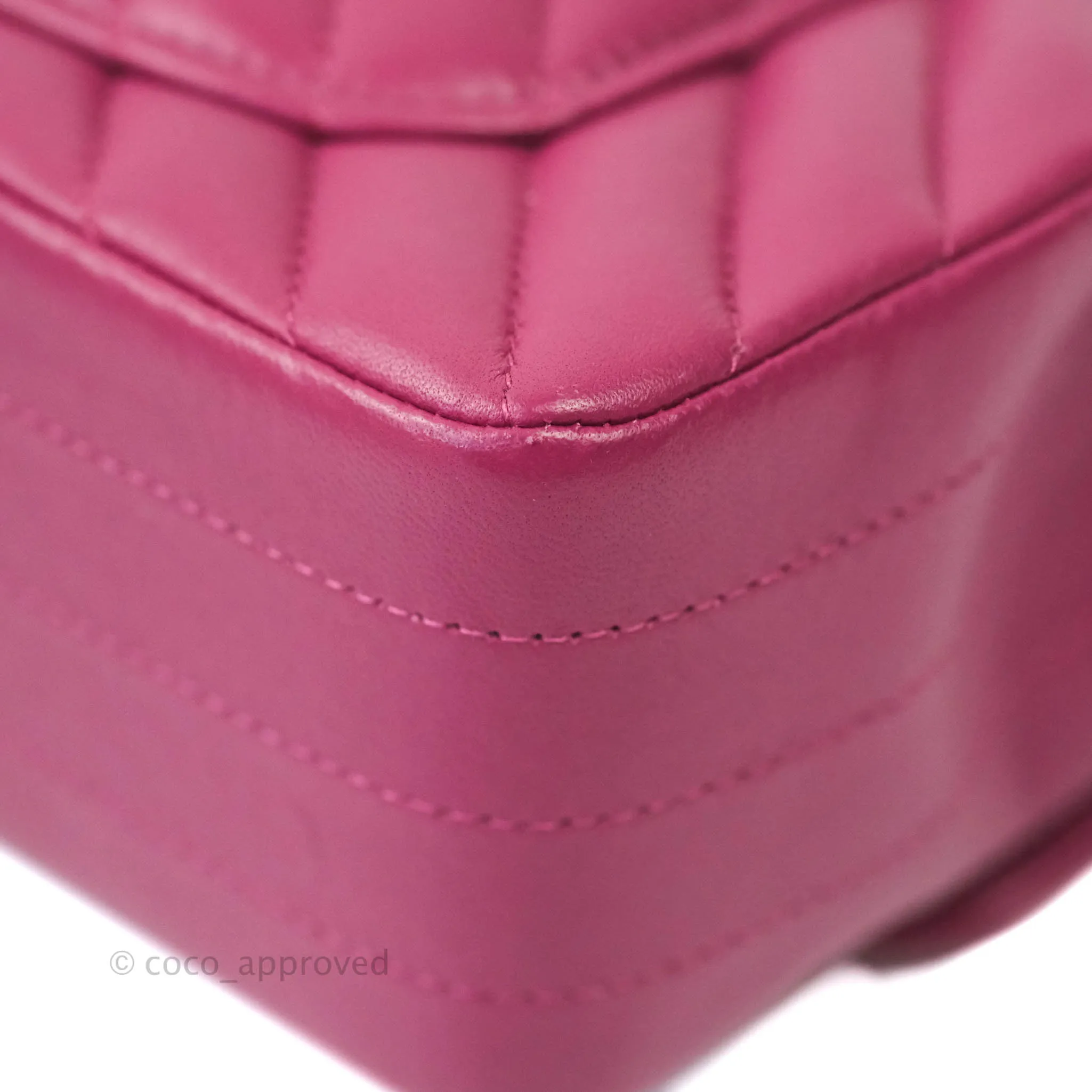 Chanel Chevron Mini Rectangular Lambskin Flap Bag Dark Pink Gold Hardware