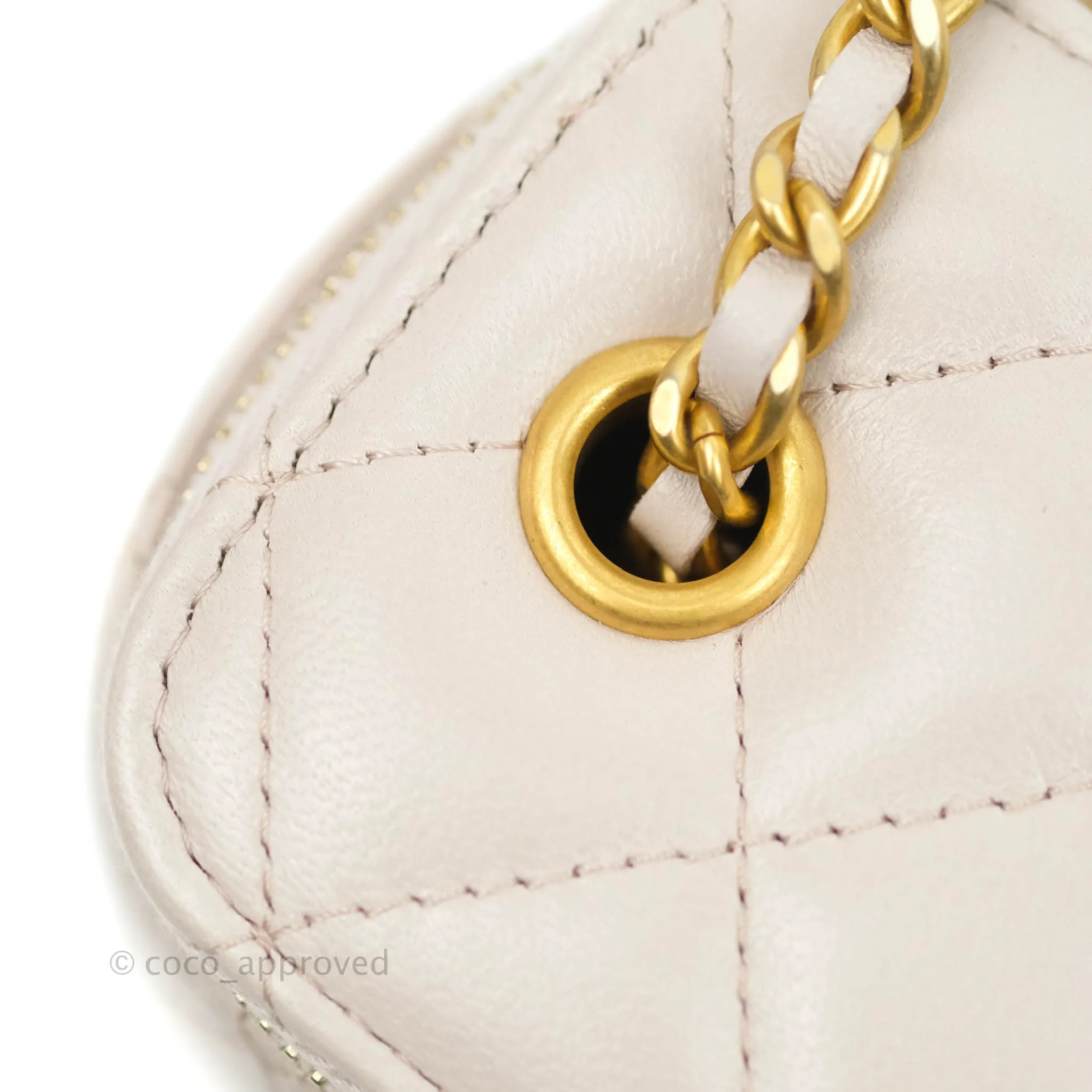 Chanel Classic Mini Pearl Crush Vanity With Chain Lilac Pink Lambskin Aged Gold Hardware