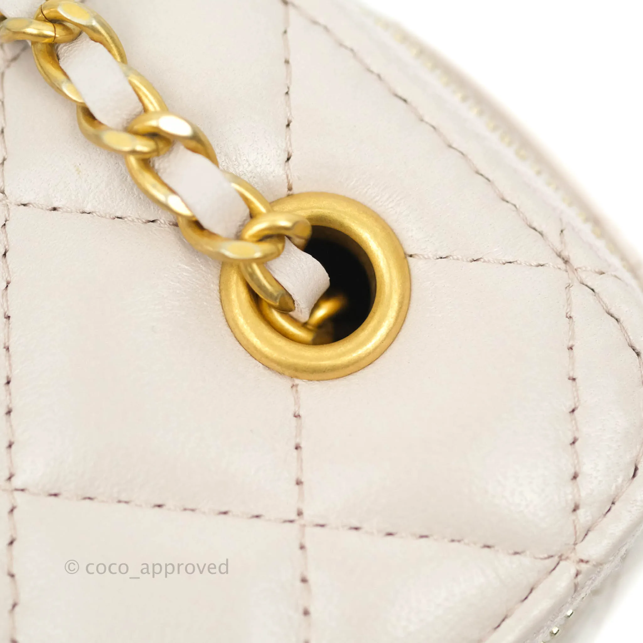 Chanel Classic Mini Pearl Crush Vanity With Chain Lilac Pink Lambskin Aged Gold Hardware