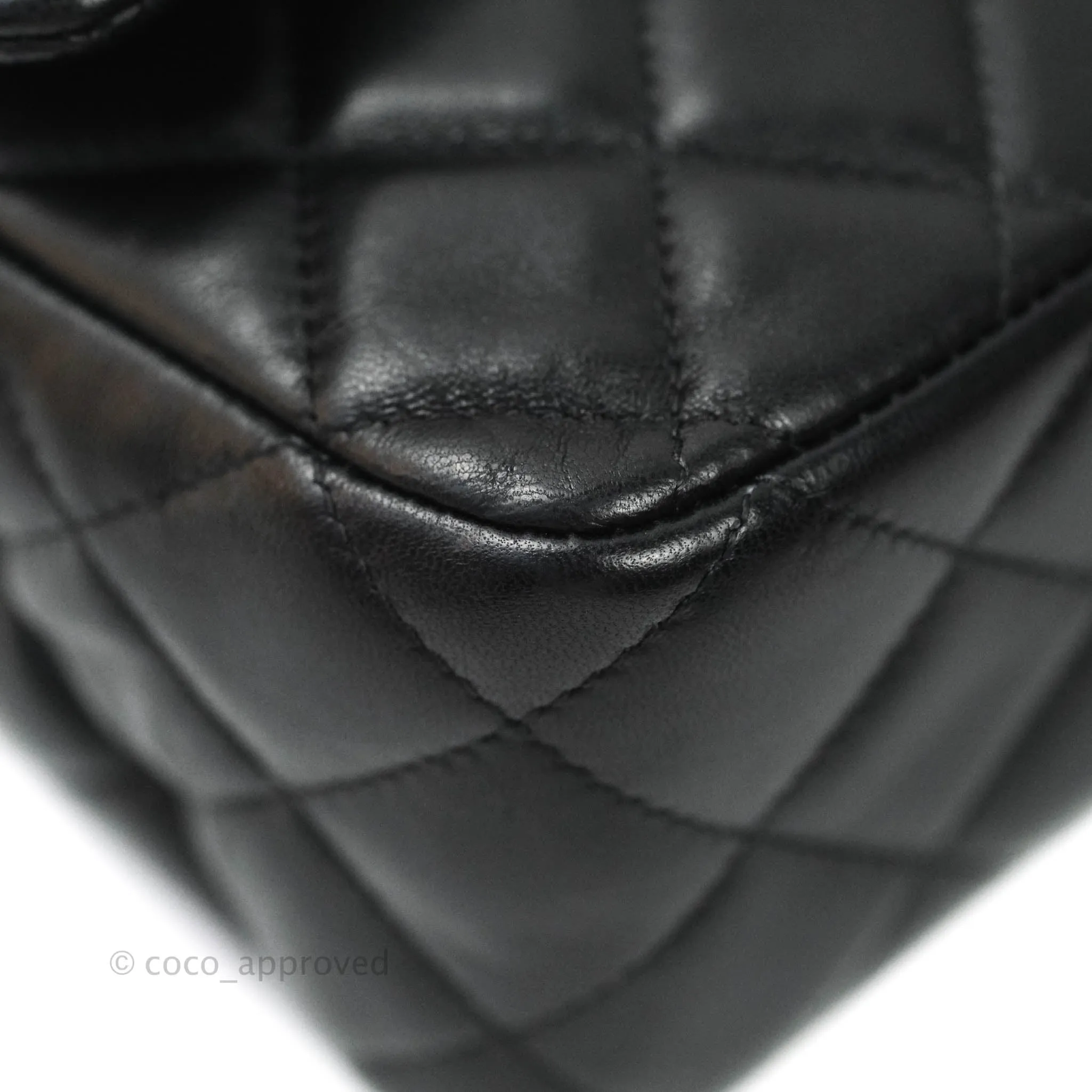 Chanel Classic M/L Medium Flap Bag Valentine Limited Edition Black Lambskin Silver Hardware