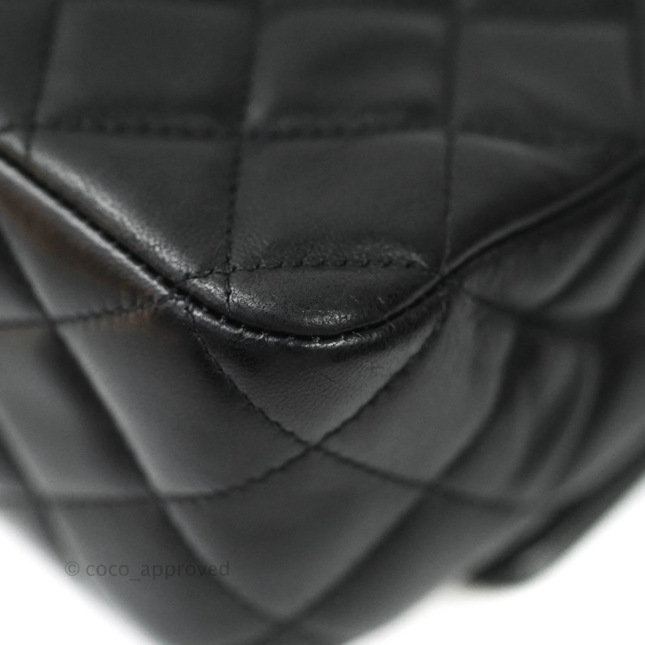Chanel Classic M/L Medium Flap Bag Valentine Limited Edition Black Lambskin Silver Hardware