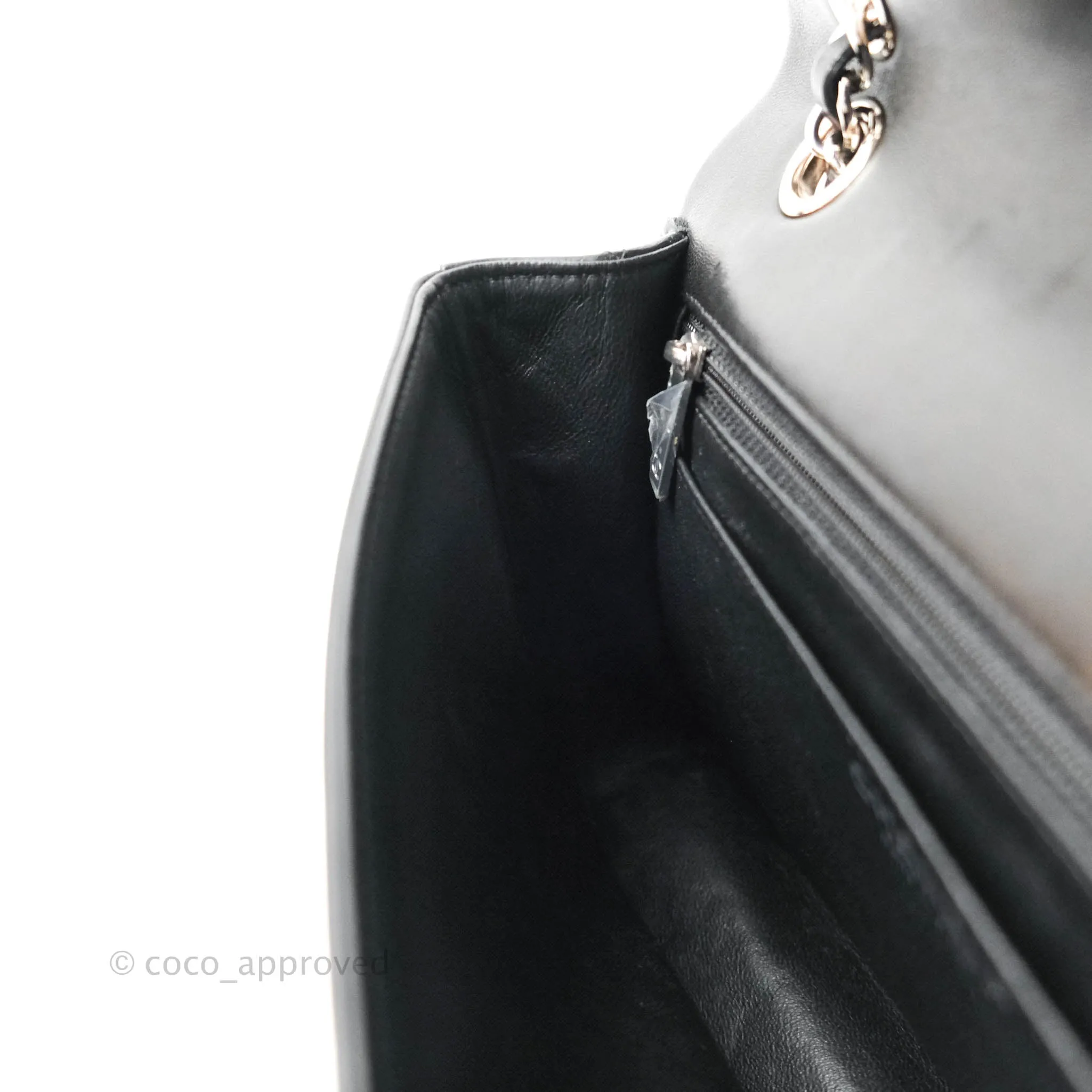 Chanel Classic M/L Medium Flap Bag Valentine Limited Edition Black Lambskin Silver Hardware