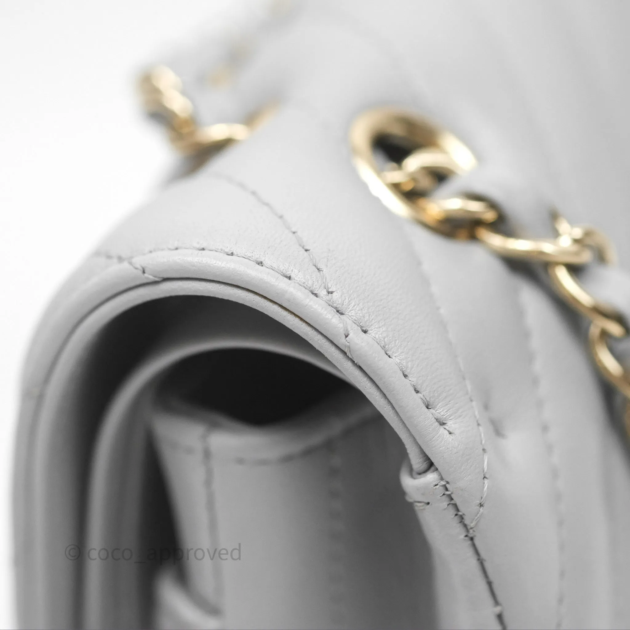 Chanel Classic M/L Medium Flap Chevron Grey Lambskin Gold Hardware