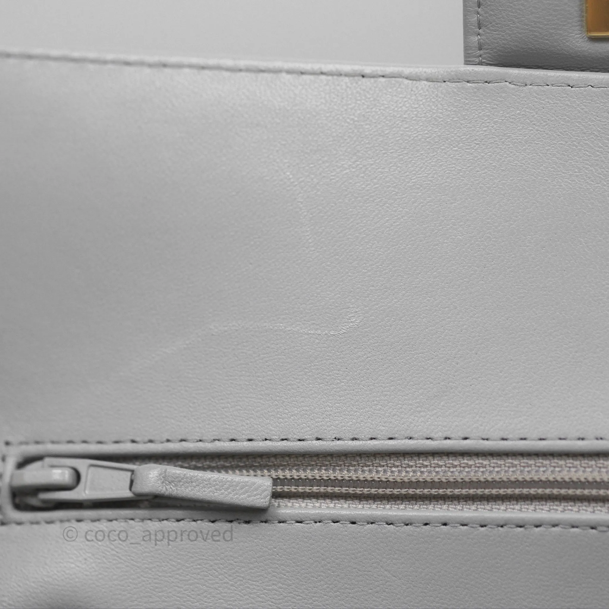Chanel Classic M/L Medium Flap Chevron Grey Lambskin Gold Hardware