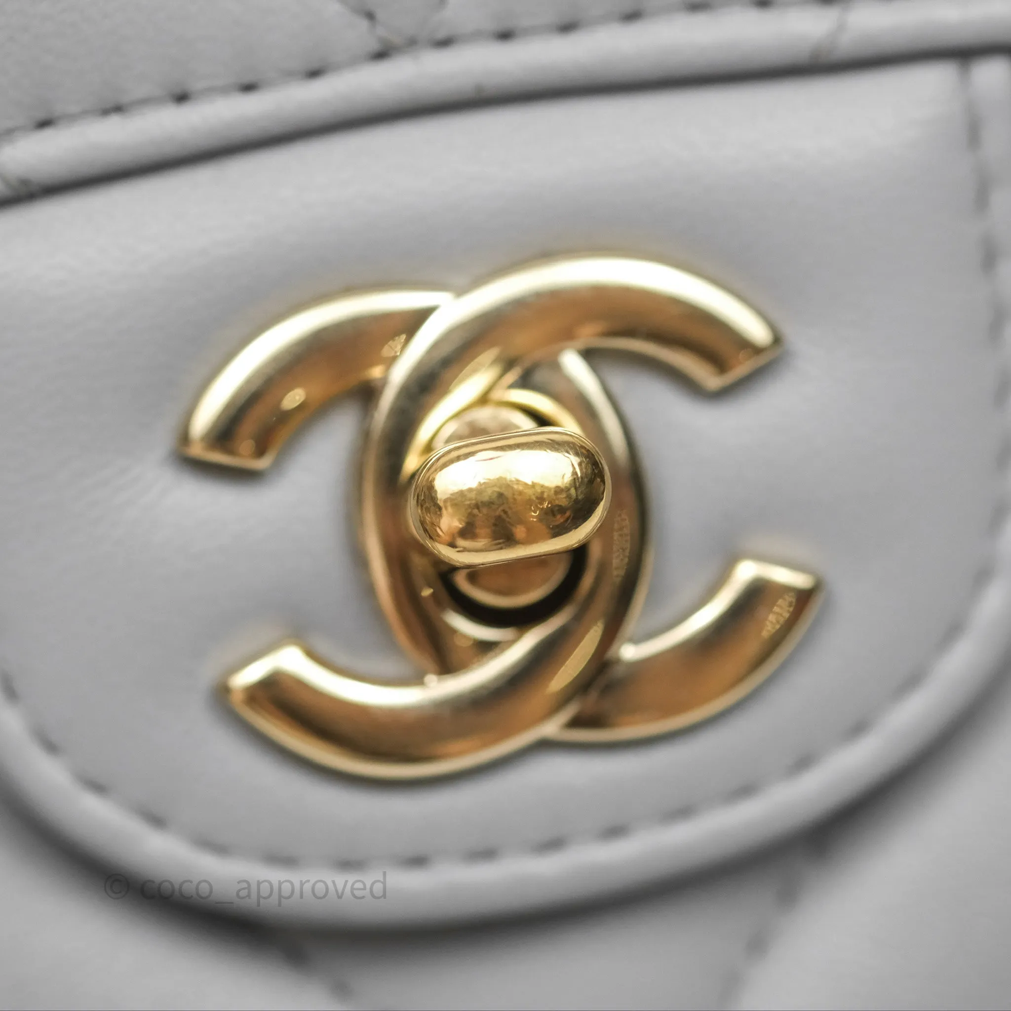 Chanel Classic M/L Medium Flap Chevron Grey Lambskin Gold Hardware