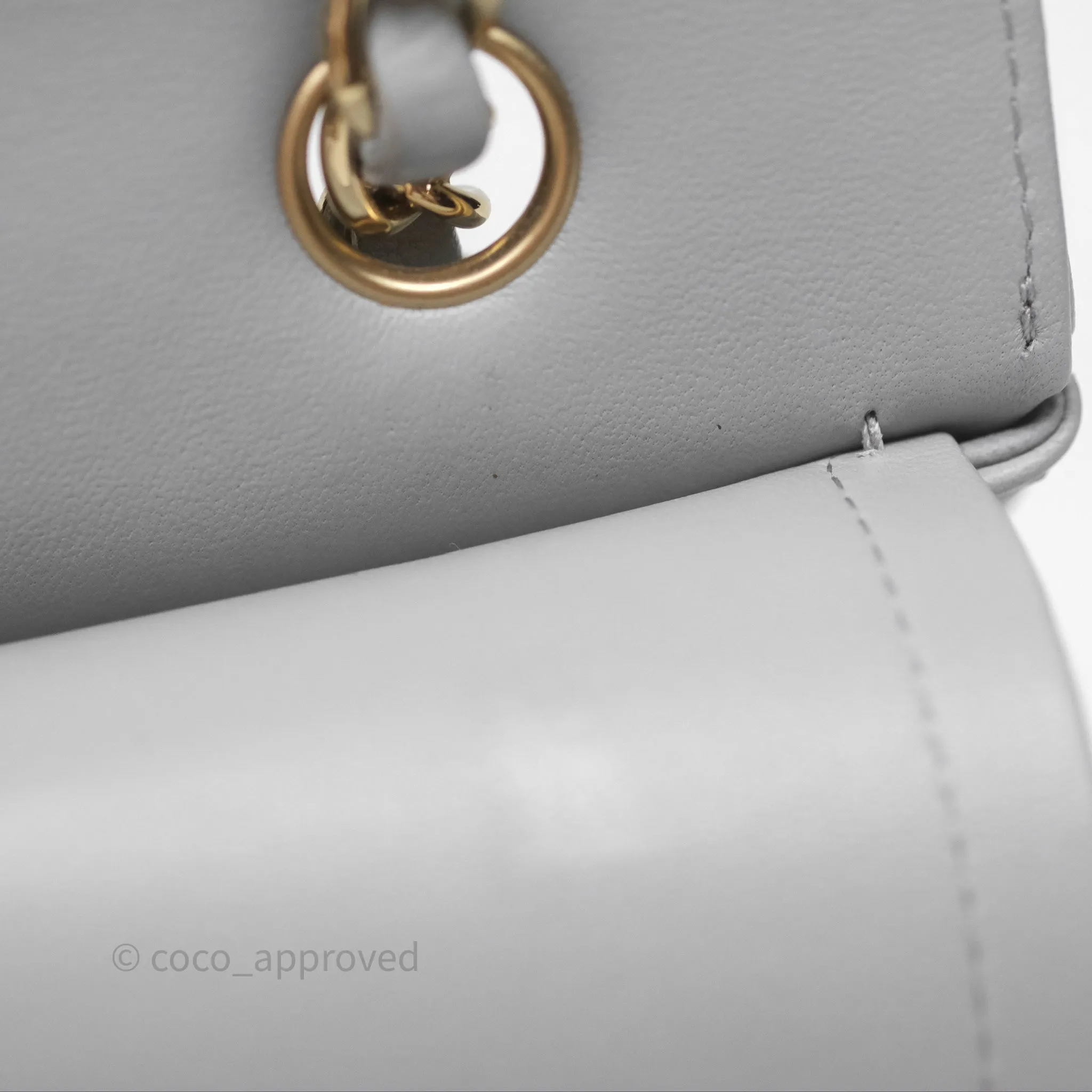 Chanel Classic M/L Medium Flap Chevron Grey Lambskin Gold Hardware