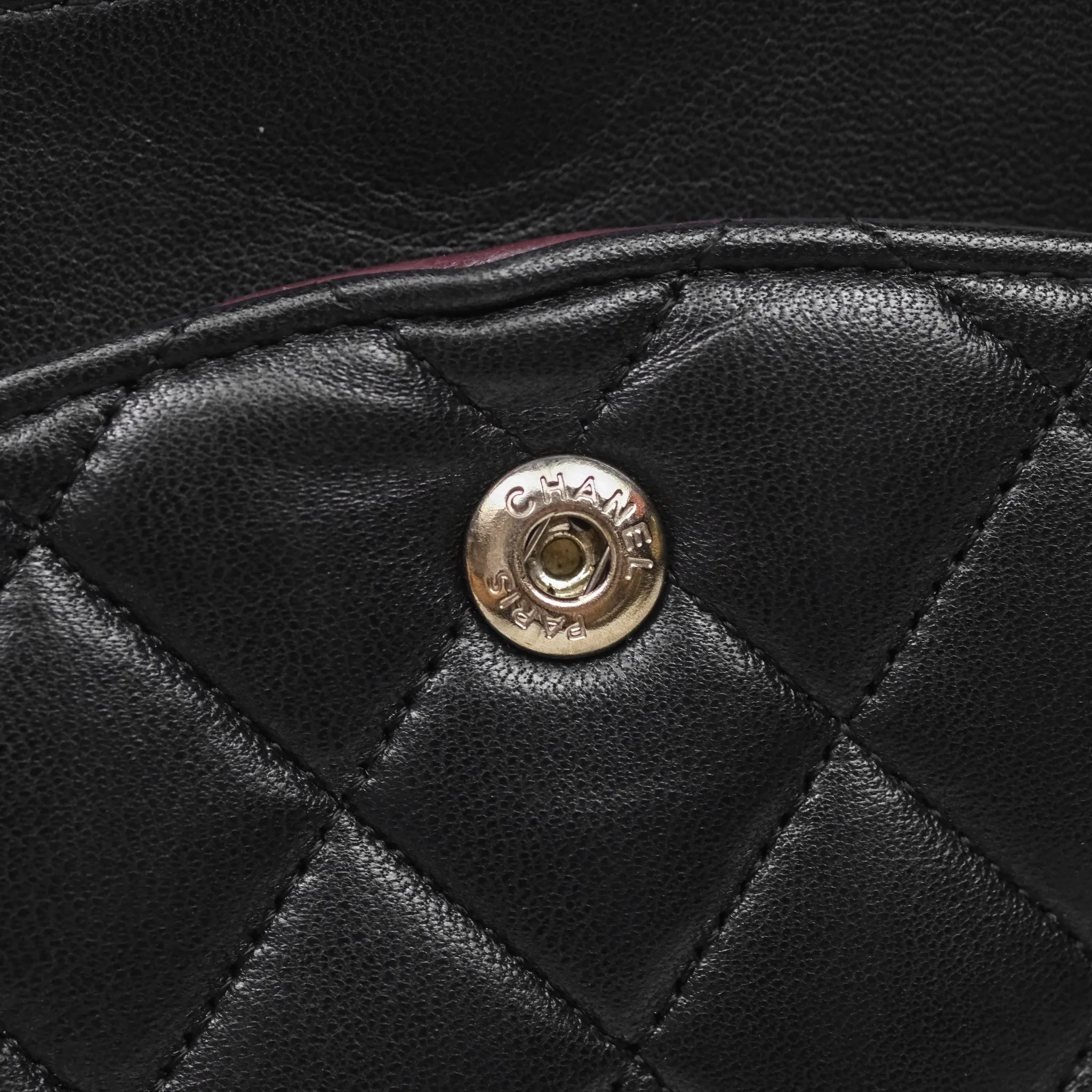 Chanel Classic M/L Medium Flap Quilted Black Lambskin Silver Hardware