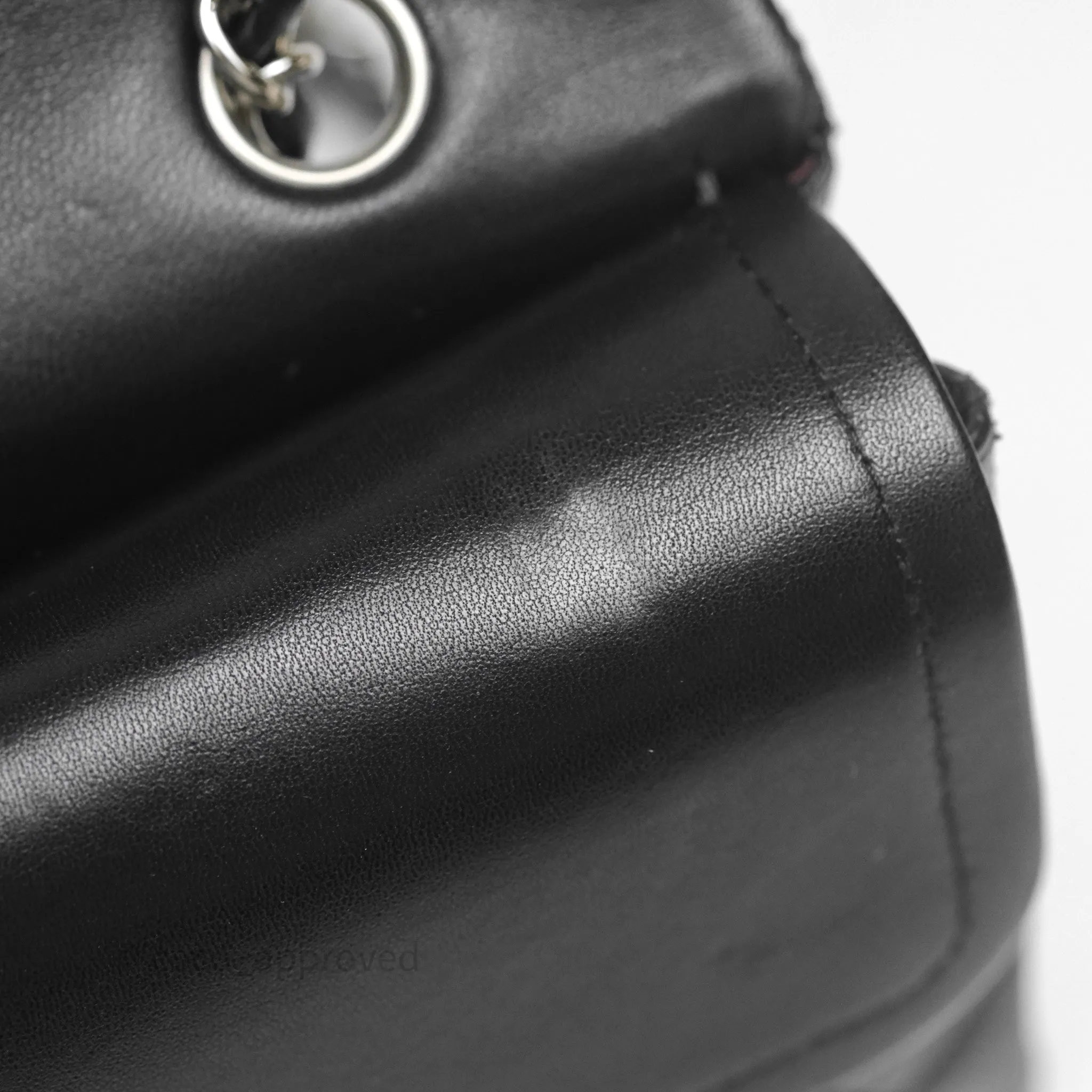 Chanel Classic M/L Medium Flap Quilted Black Lambskin Silver Hardware