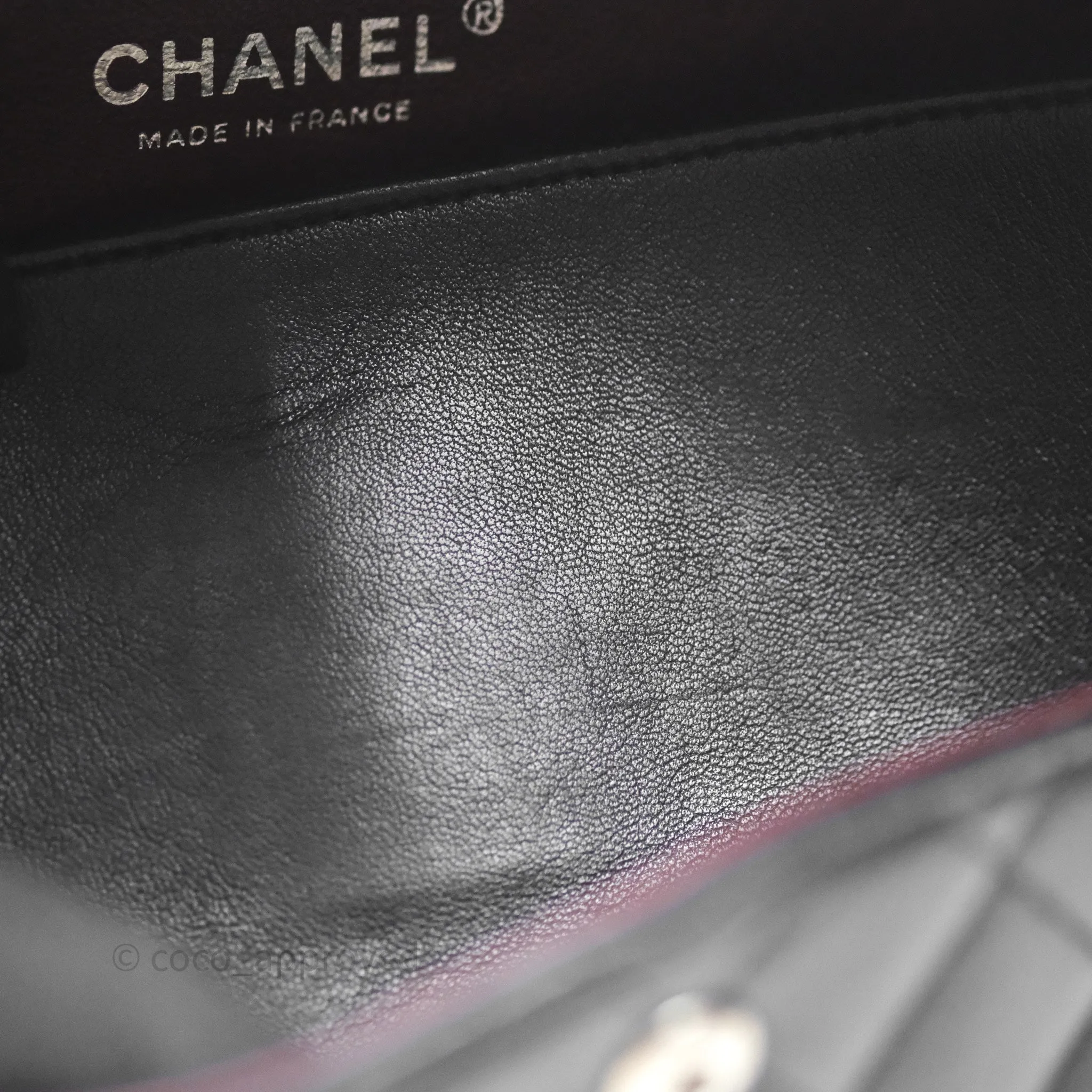 Chanel Classic M/L Medium Flap Quilted Black Lambskin Silver Hardware