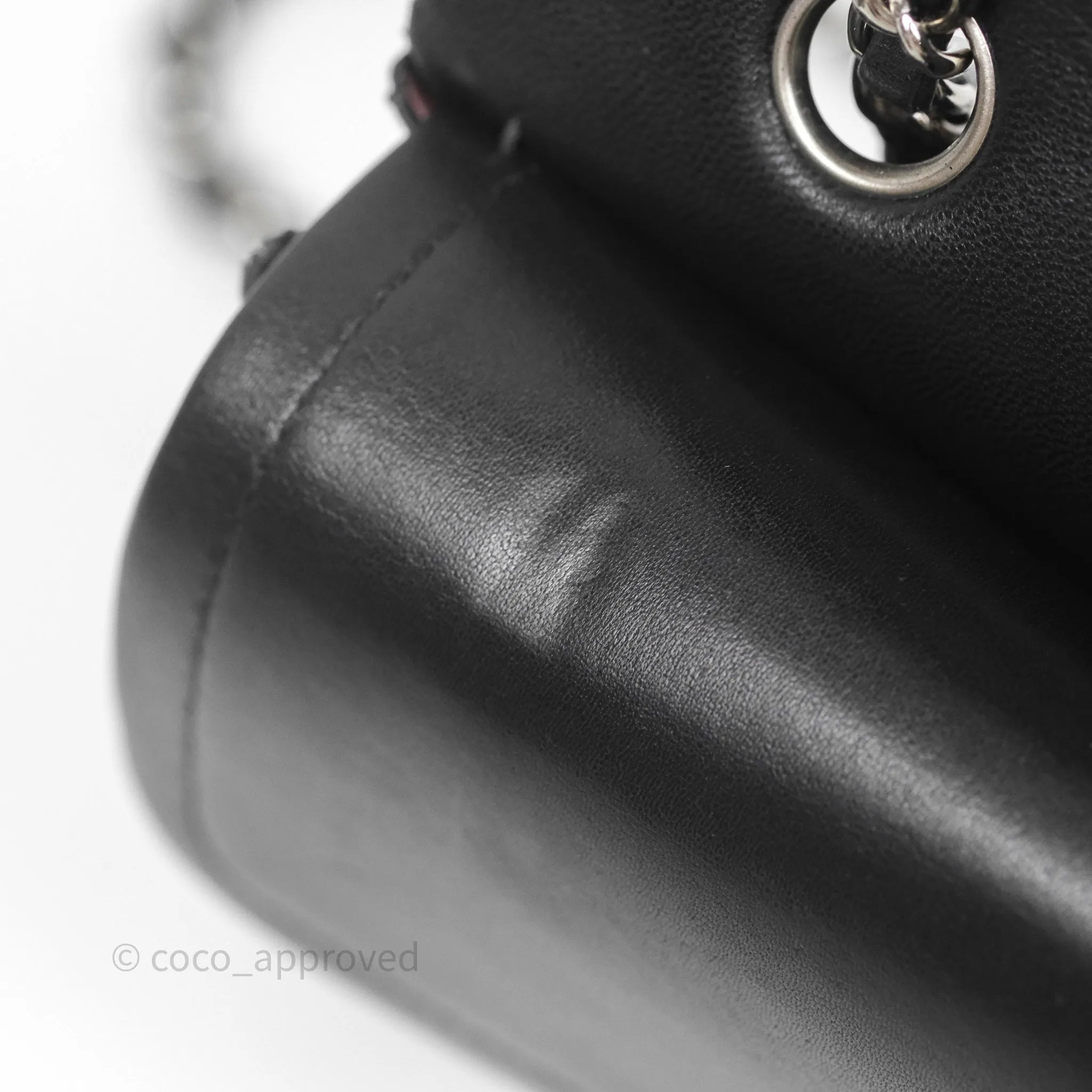 Chanel Classic M/L Medium Flap Quilted Black Lambskin Silver Hardware