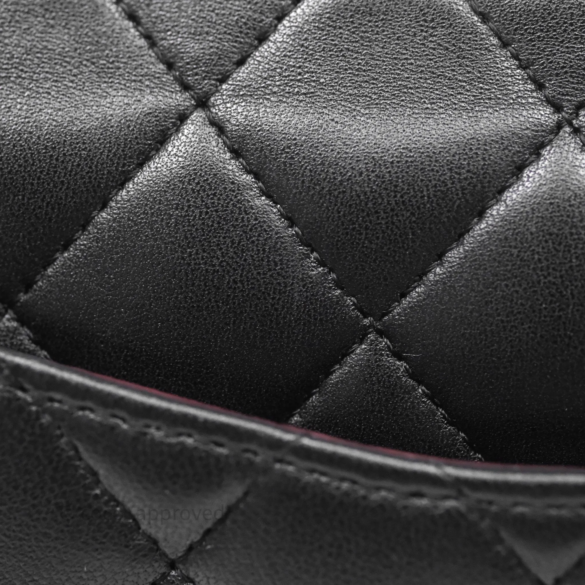 Chanel Classic M/L Medium Flap Quilted Black Lambskin Silver Hardware