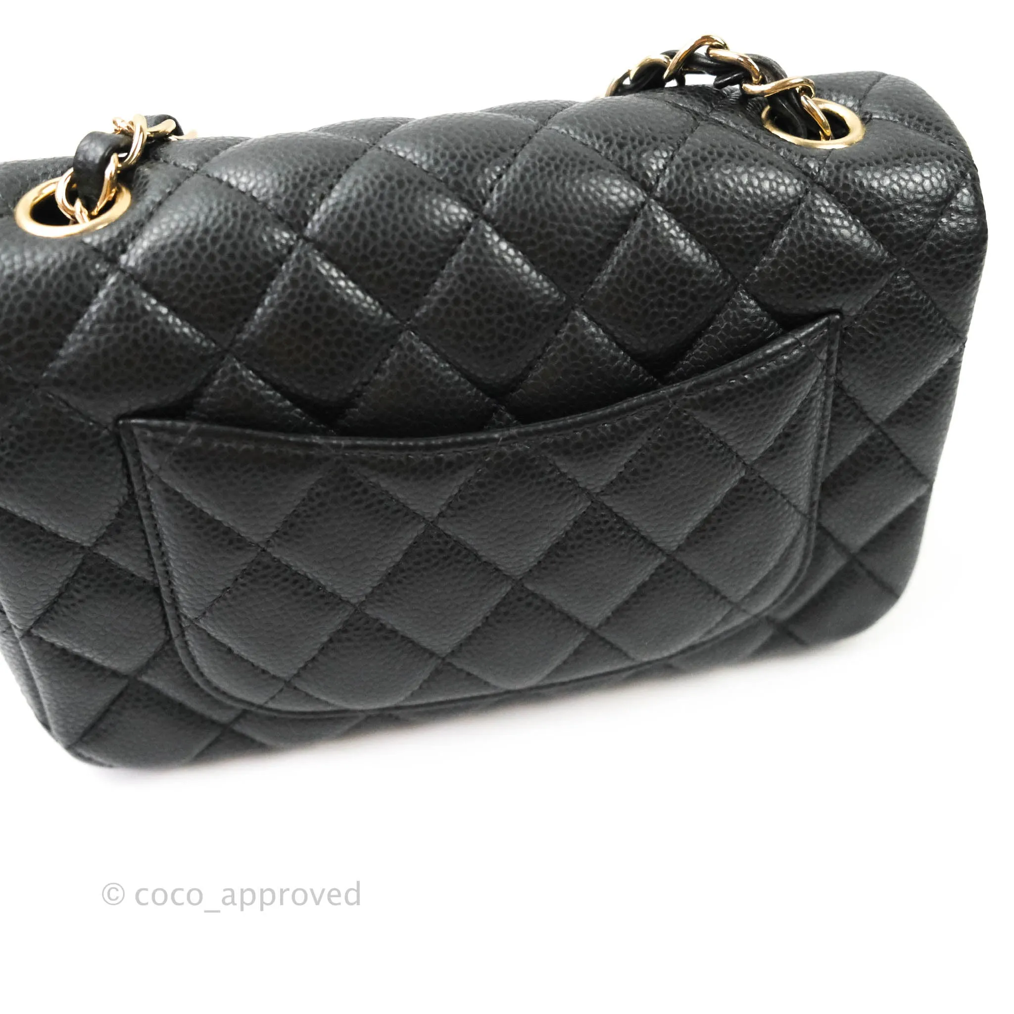Chanel Classic Quilted Mini Rectangular Flap Pearly Grey Caviar Gold Hardware