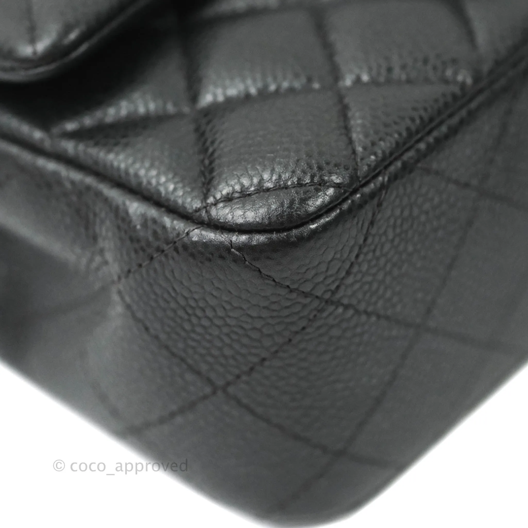 Chanel Classic Quilted Mini Rectangular Flap Pearly Grey Caviar Gold Hardware