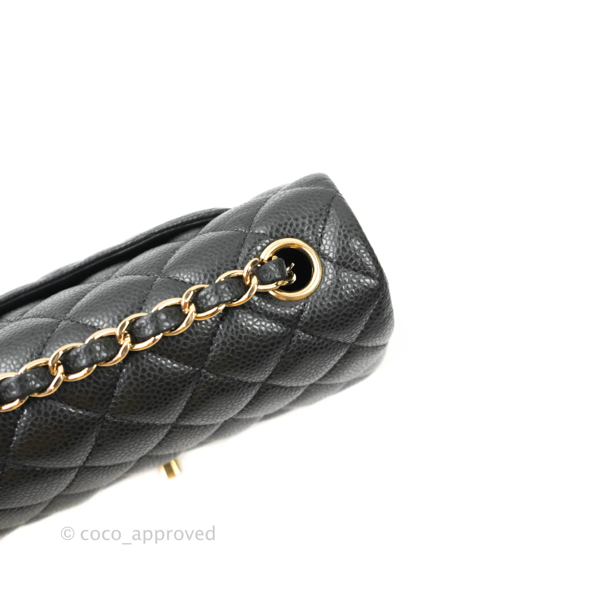 Chanel Classic Quilted Mini Rectangular Flap Pearly Grey Caviar Gold Hardware