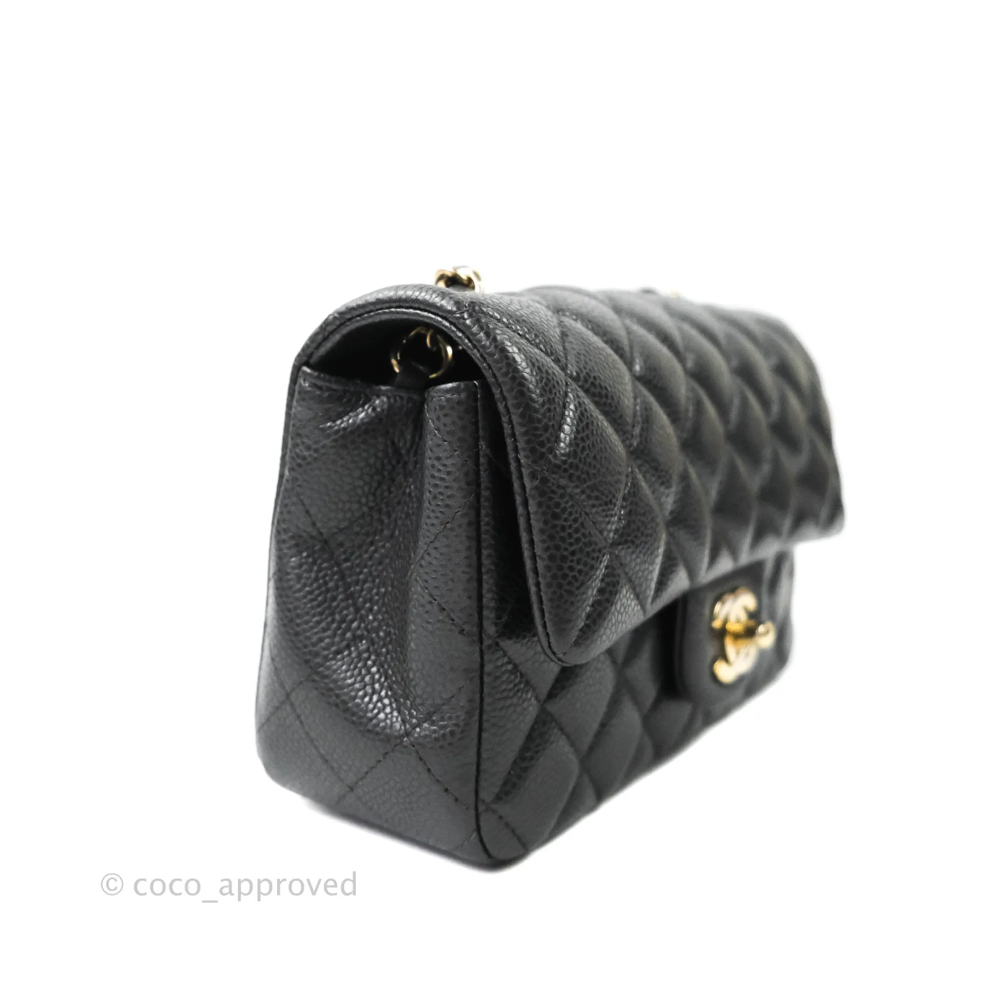 Chanel Classic Quilted Mini Rectangular Flap Pearly Grey Caviar Gold Hardware
