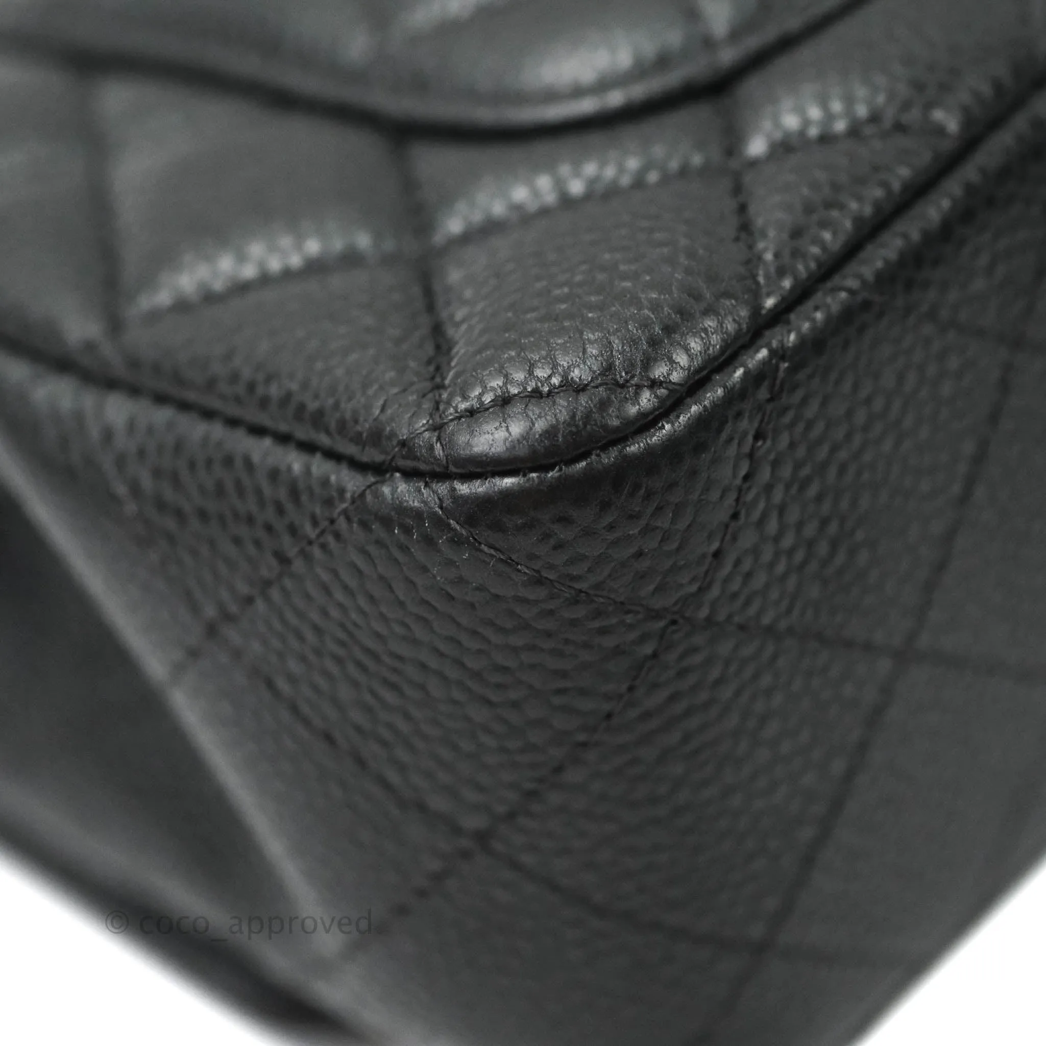 Chanel Classic Quilted Mini Rectangular Flap Pearly Grey Caviar Gold Hardware