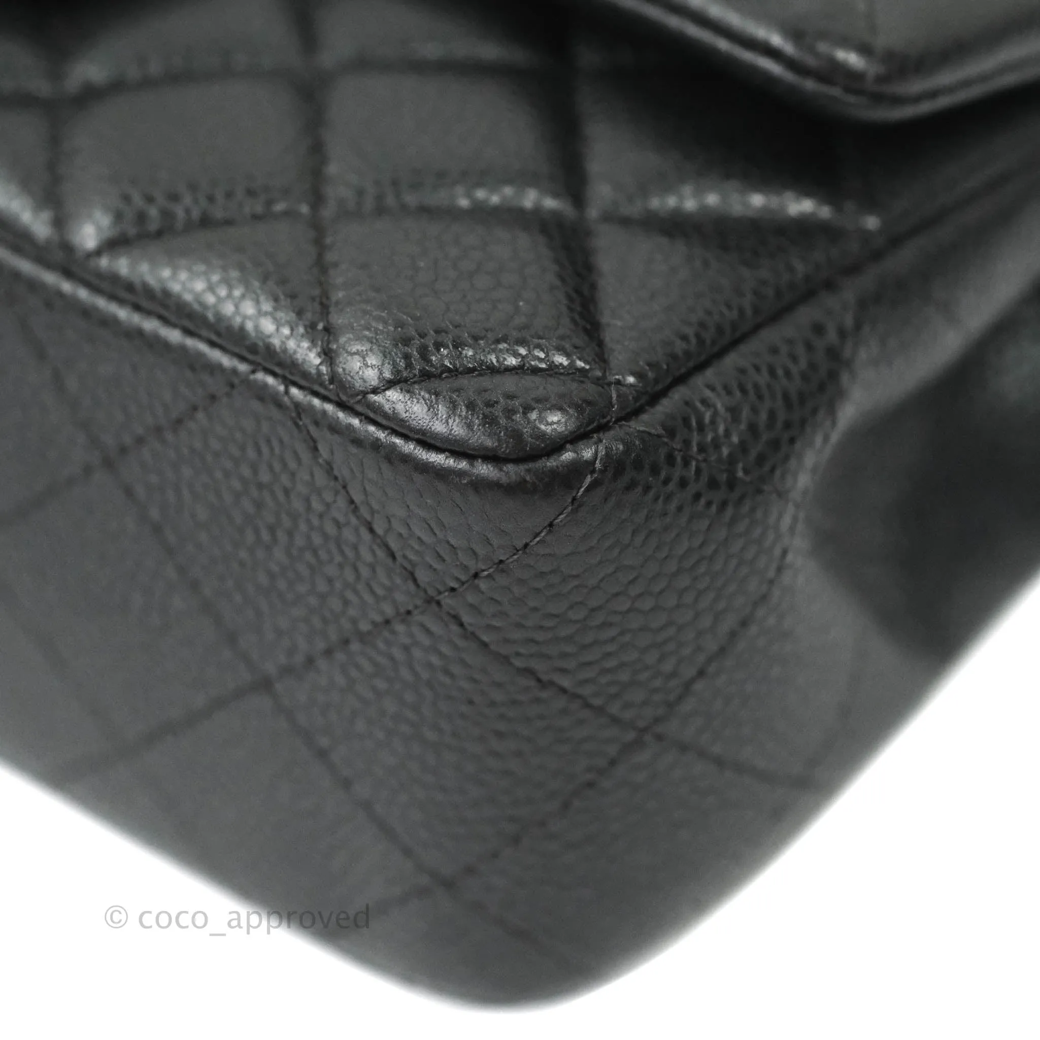 Chanel Classic Quilted Mini Rectangular Flap Pearly Grey Caviar Gold Hardware