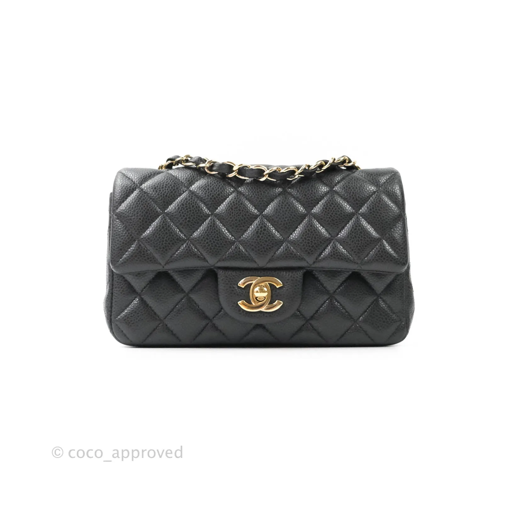Chanel Classic Quilted Mini Rectangular Flap Pearly Grey Caviar Gold Hardware