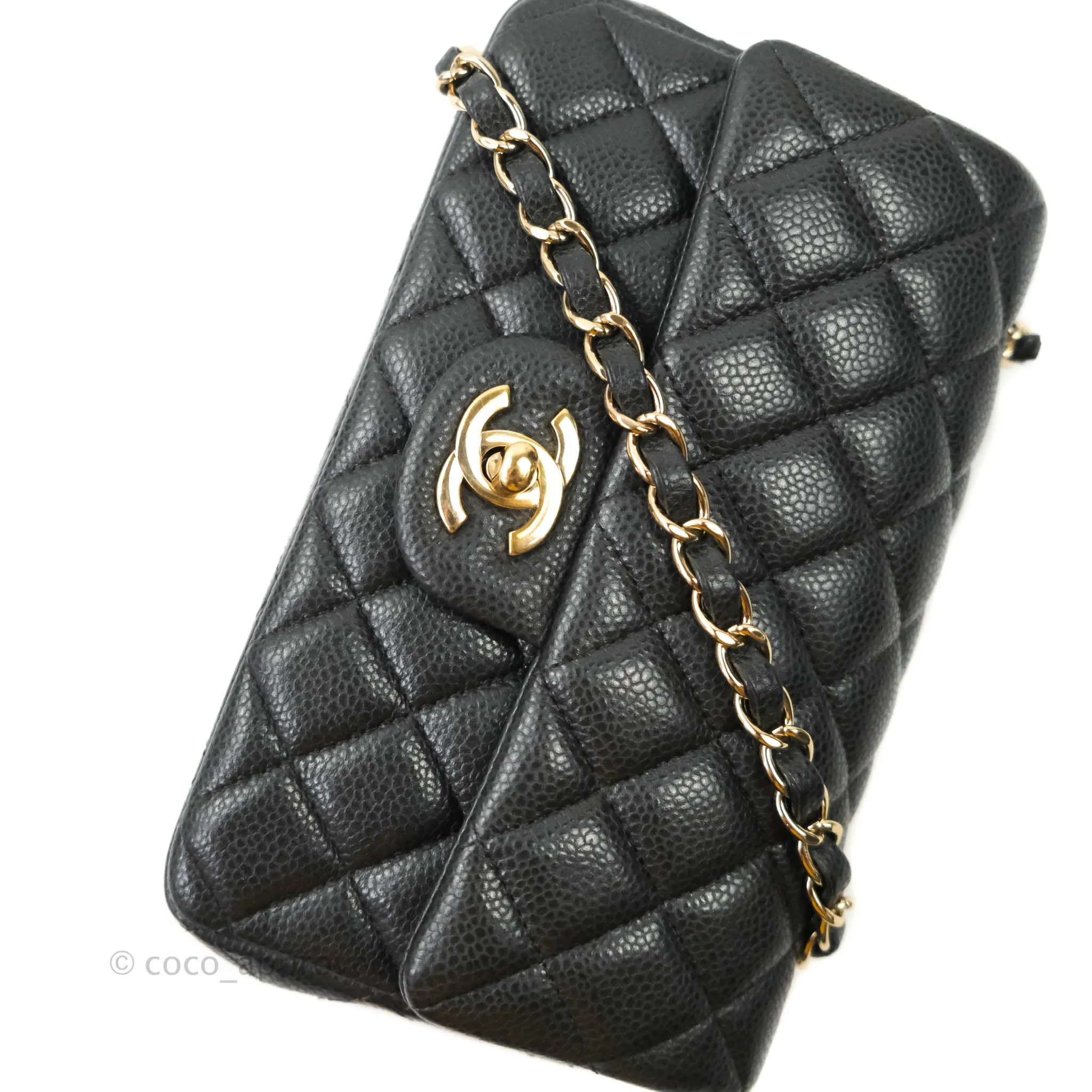 Chanel Classic Quilted Mini Rectangular Flap Pearly Grey Caviar Gold Hardware