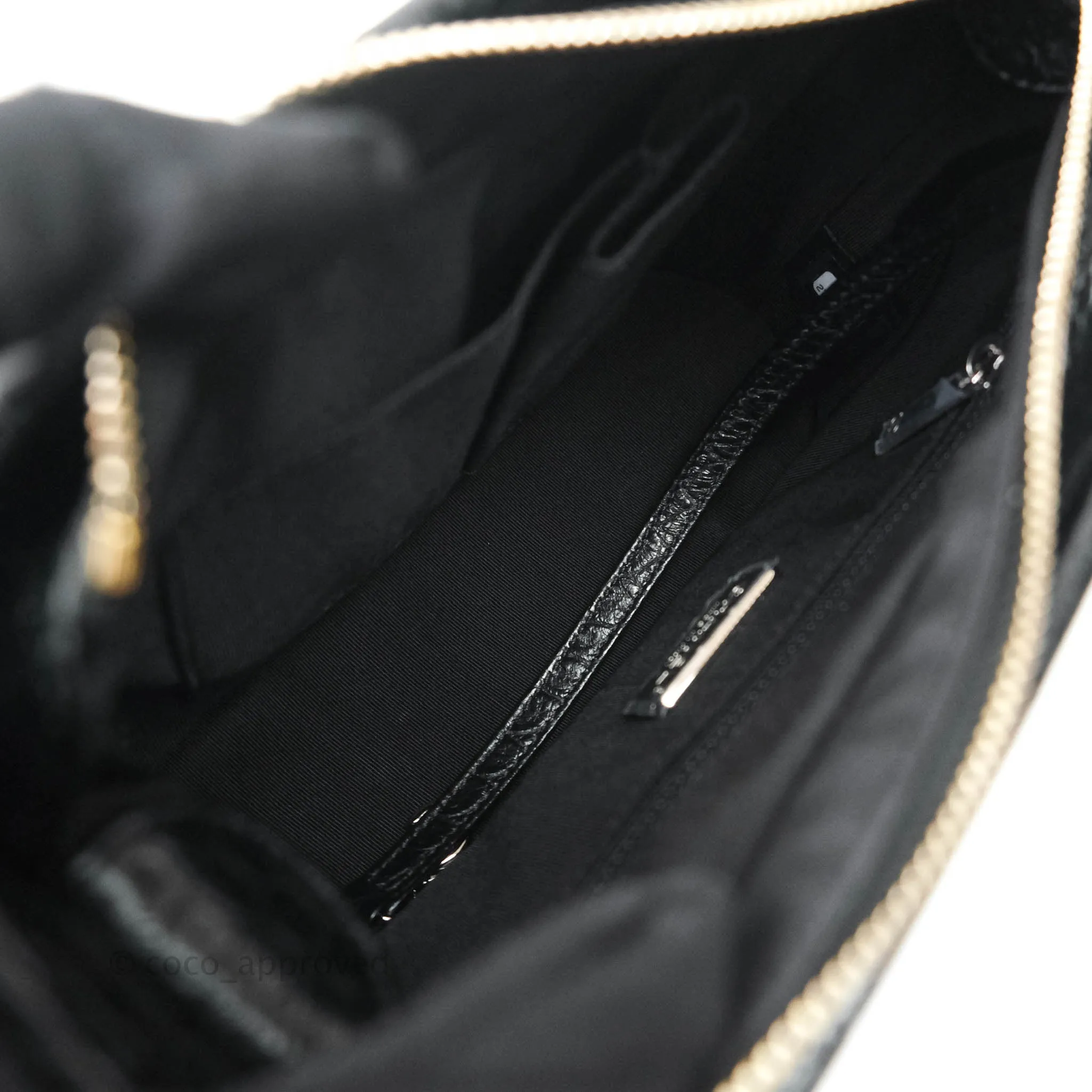 Chanel Crocodile Embossed Calfskin Small Gabrielle Cocodile Hobo Black