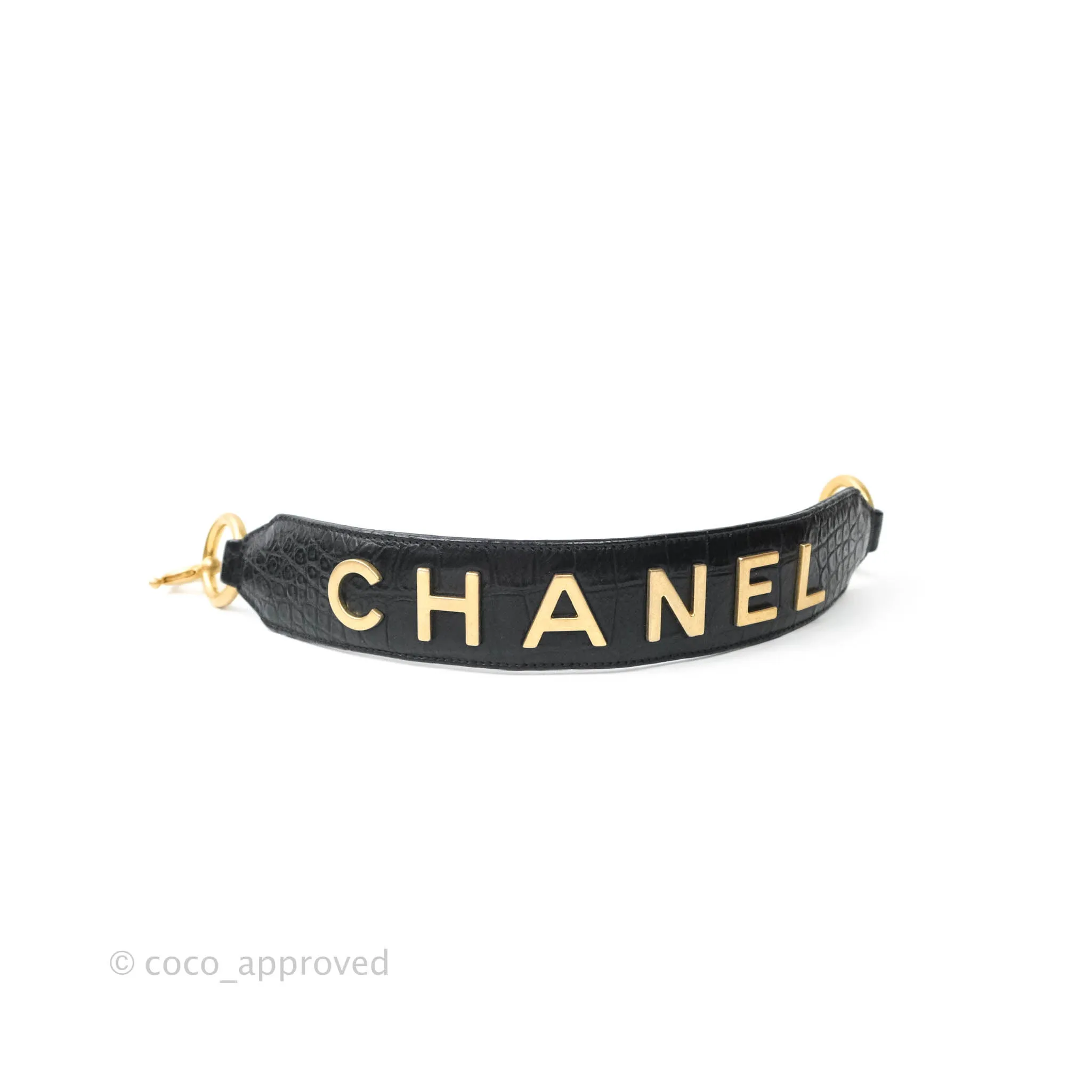 Chanel Crocodile Embossed Calfskin Small Gabrielle Cocodile Hobo Black