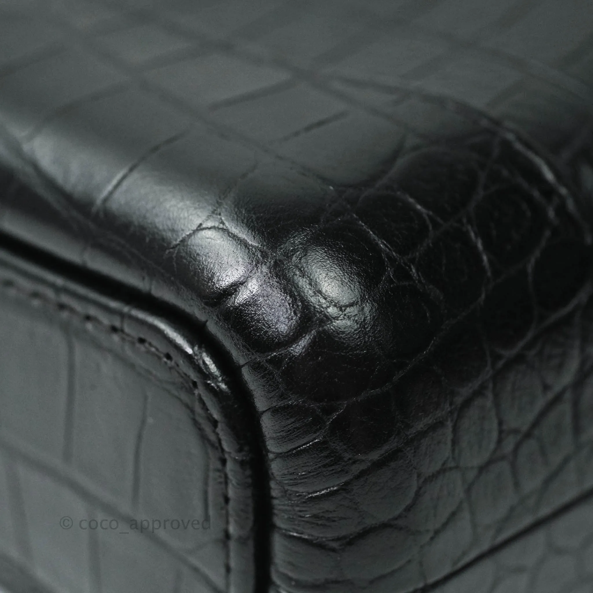 Chanel Crocodile Embossed Calfskin Small Gabrielle Cocodile Hobo Black