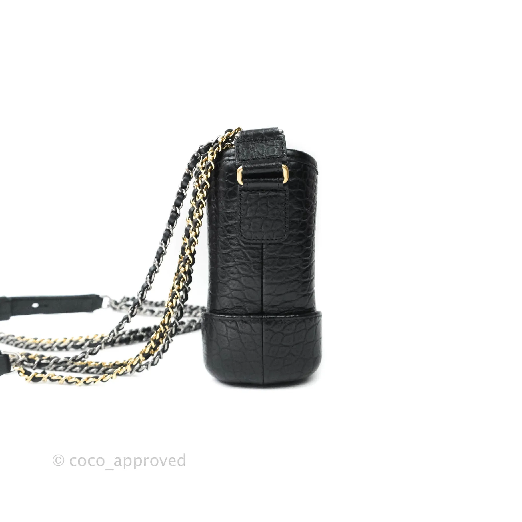 Chanel Crocodile Embossed Calfskin Small Gabrielle Cocodile Hobo Black
