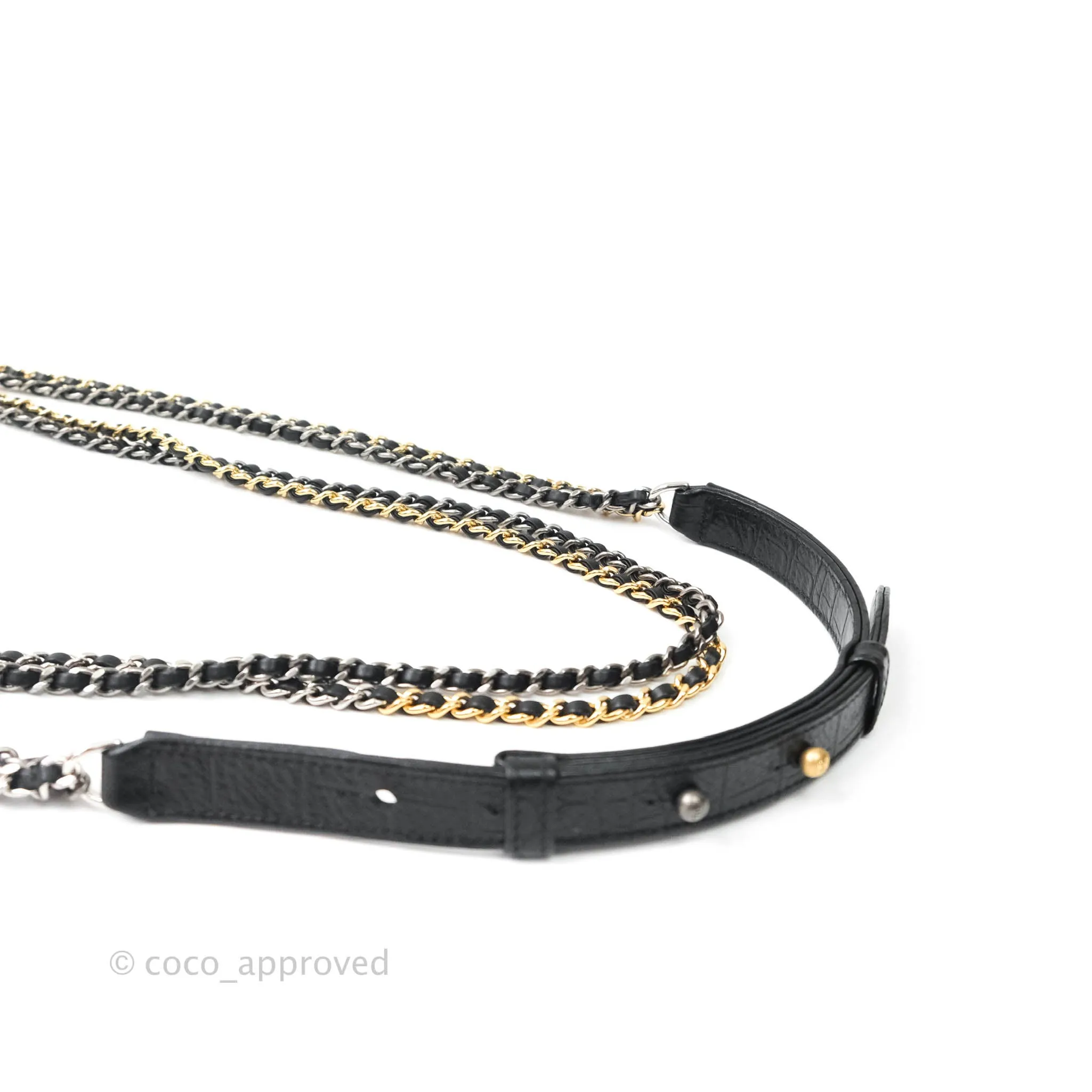 Chanel Crocodile Embossed Calfskin Small Gabrielle Cocodile Hobo Black