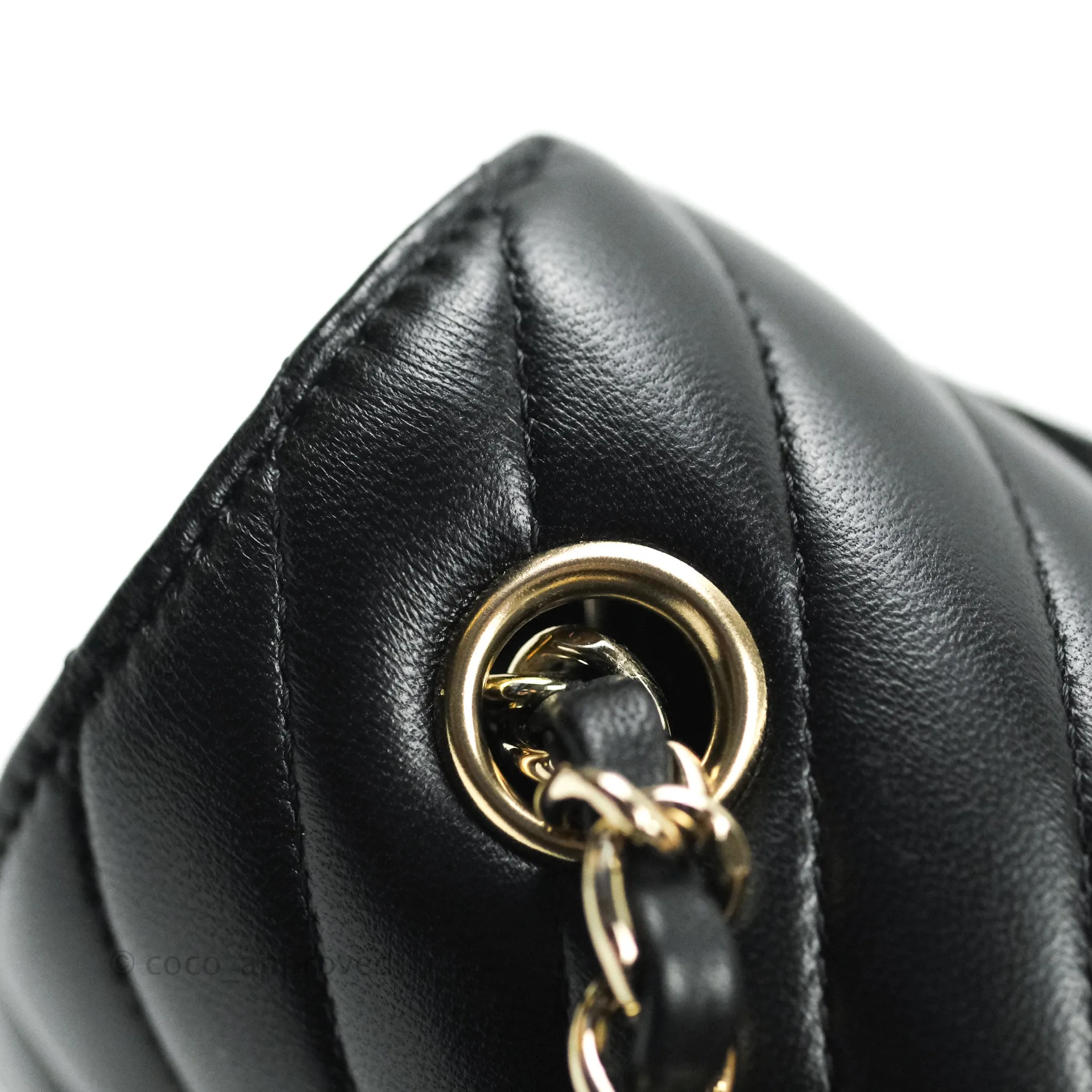 Chanel Lambskin Chevron Mini Rectangular Flap Black Gold Hardware