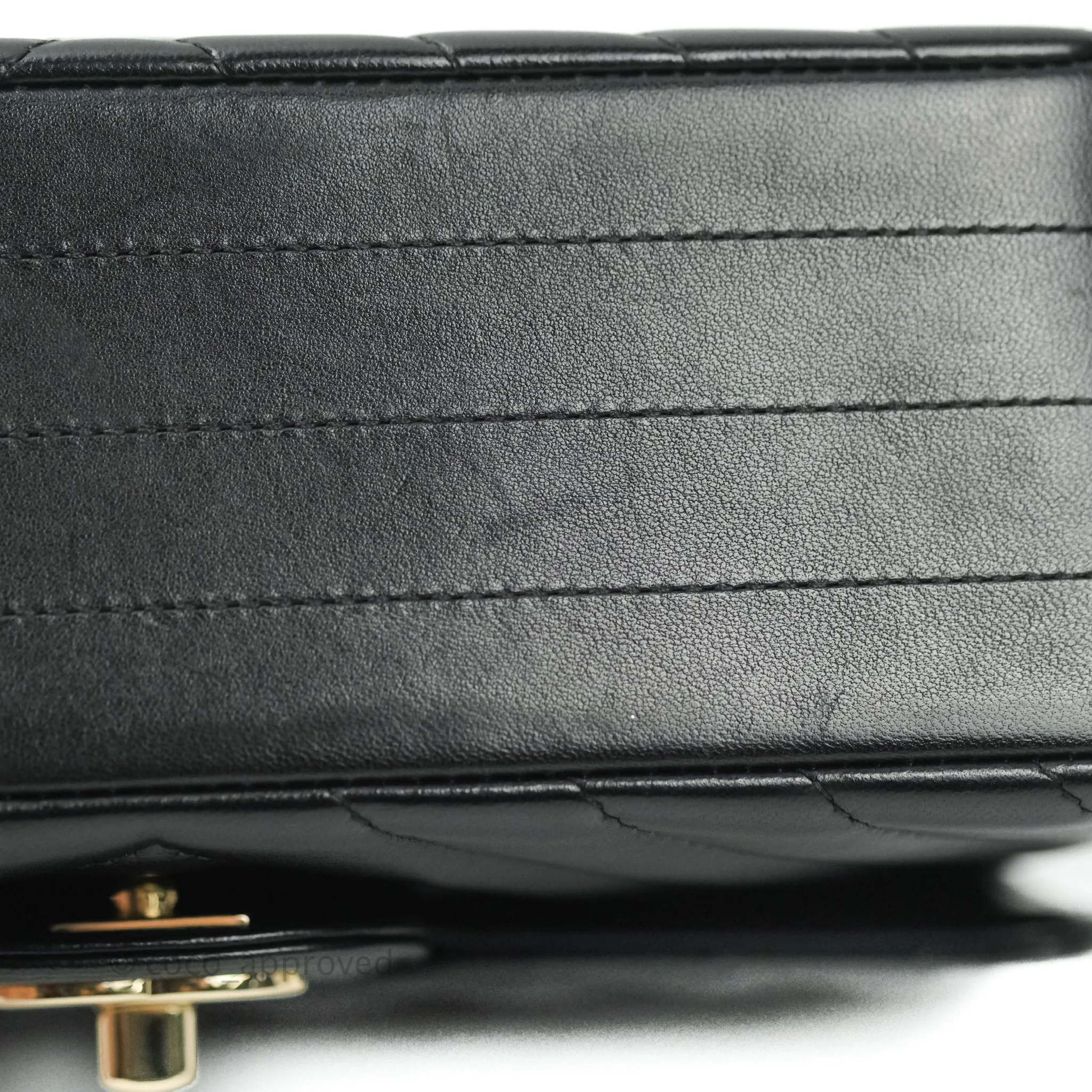 Chanel Lambskin Chevron Mini Rectangular Flap Black Gold Hardware