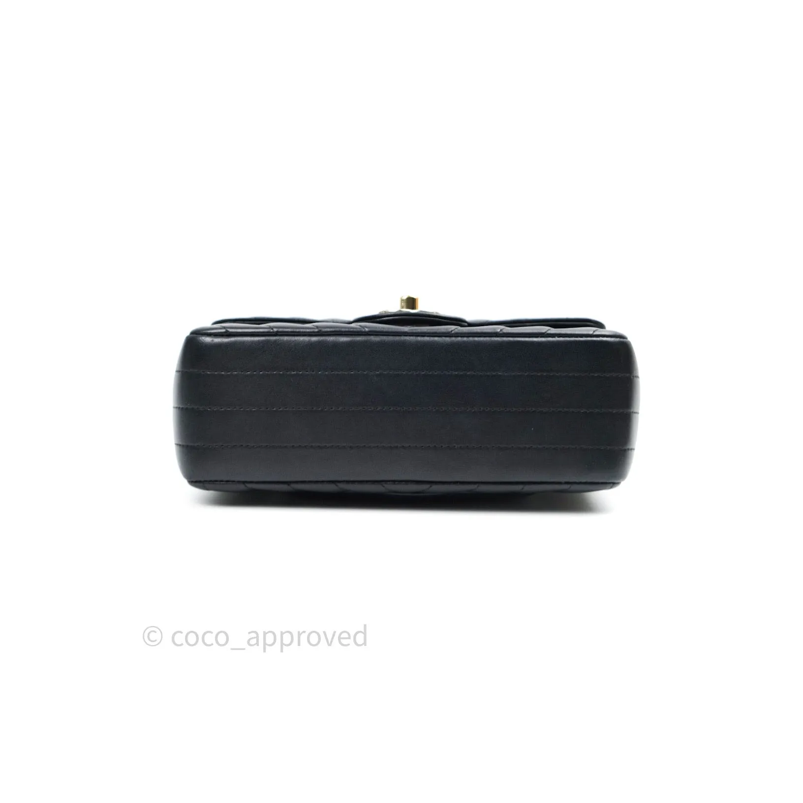 Chanel Lambskin Chevron Mini Rectangular Flap Black Gold Hardware