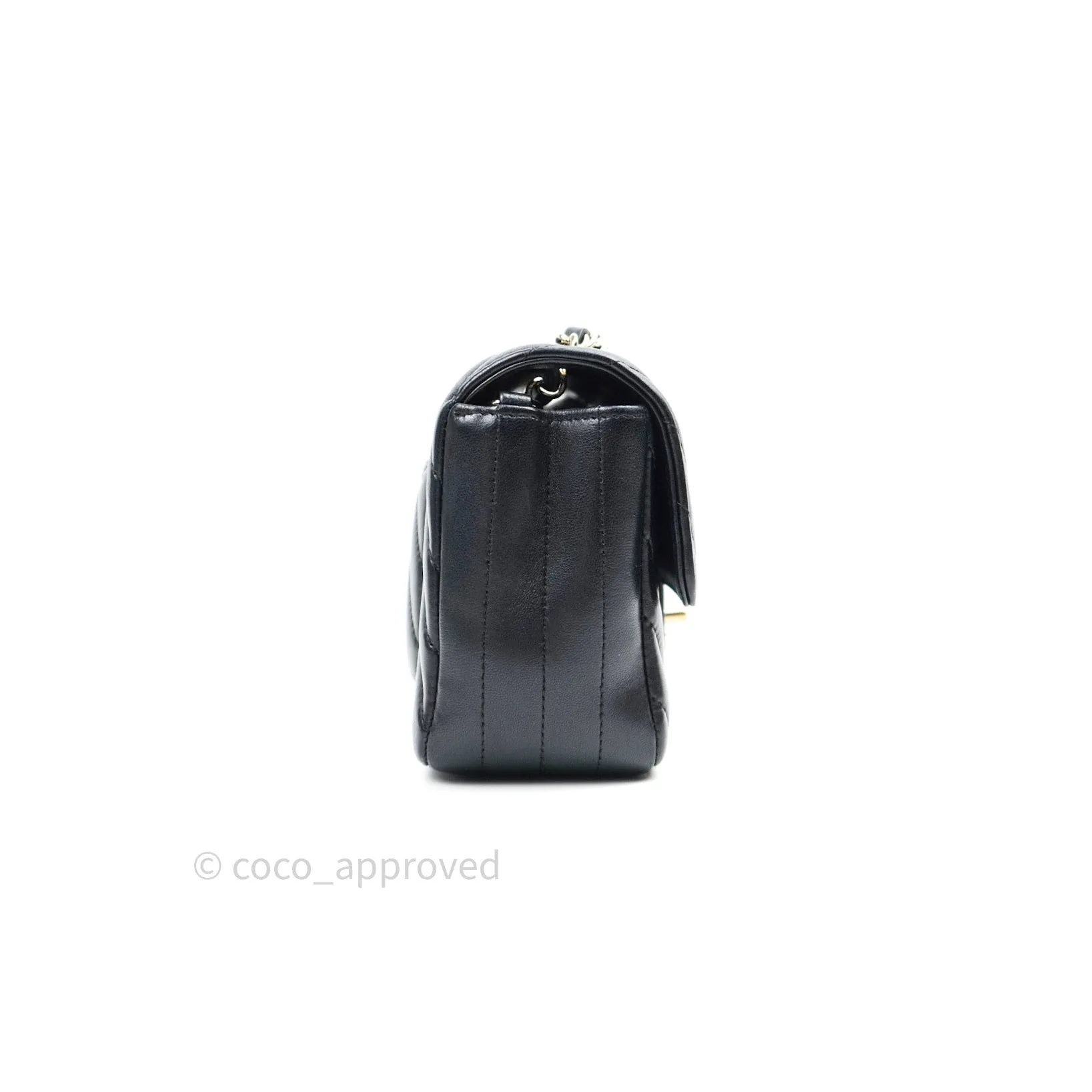 Chanel Lambskin Chevron Mini Rectangular Flap Black Gold Hardware
