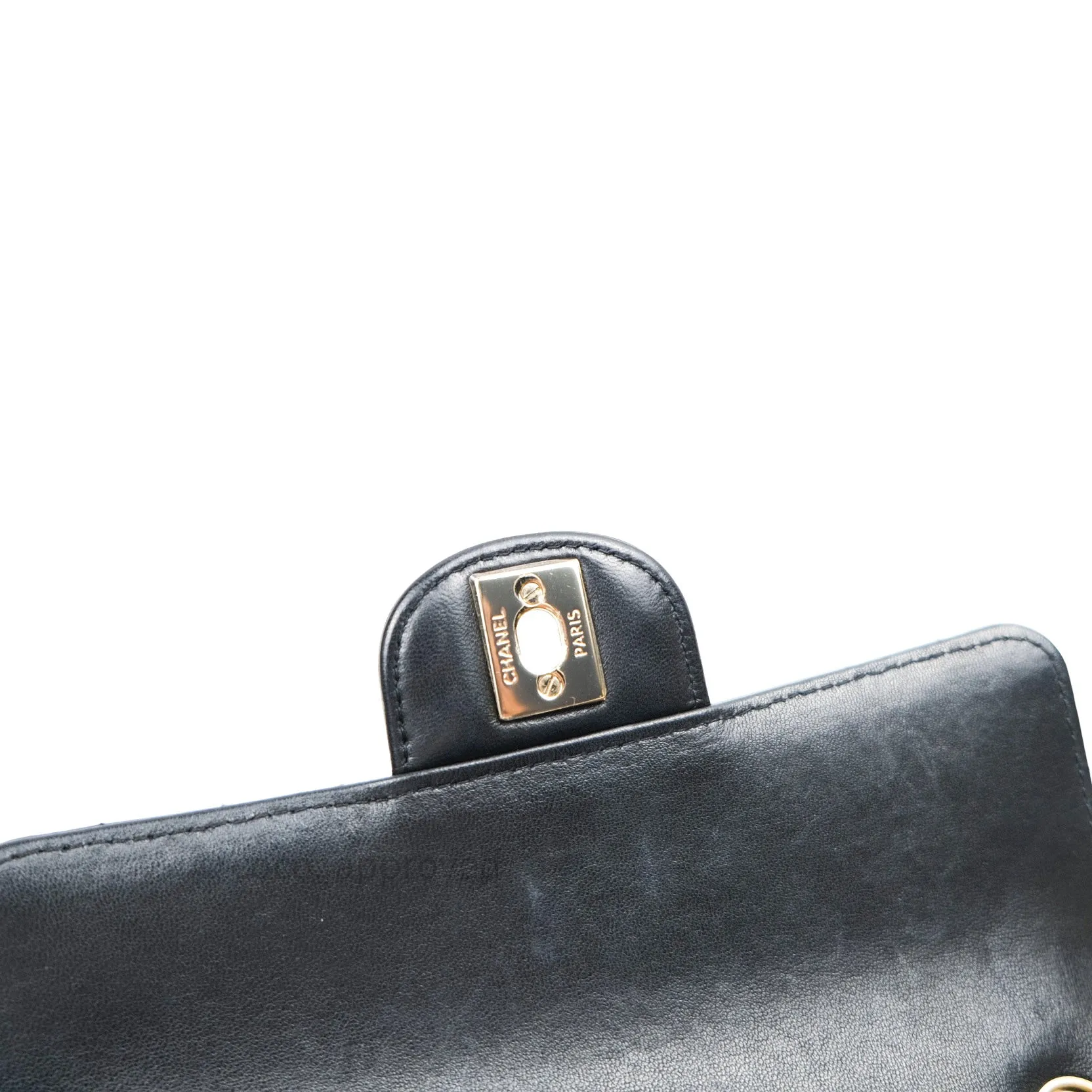 Chanel Lambskin Chevron Mini Rectangular Flap Black Gold Hardware