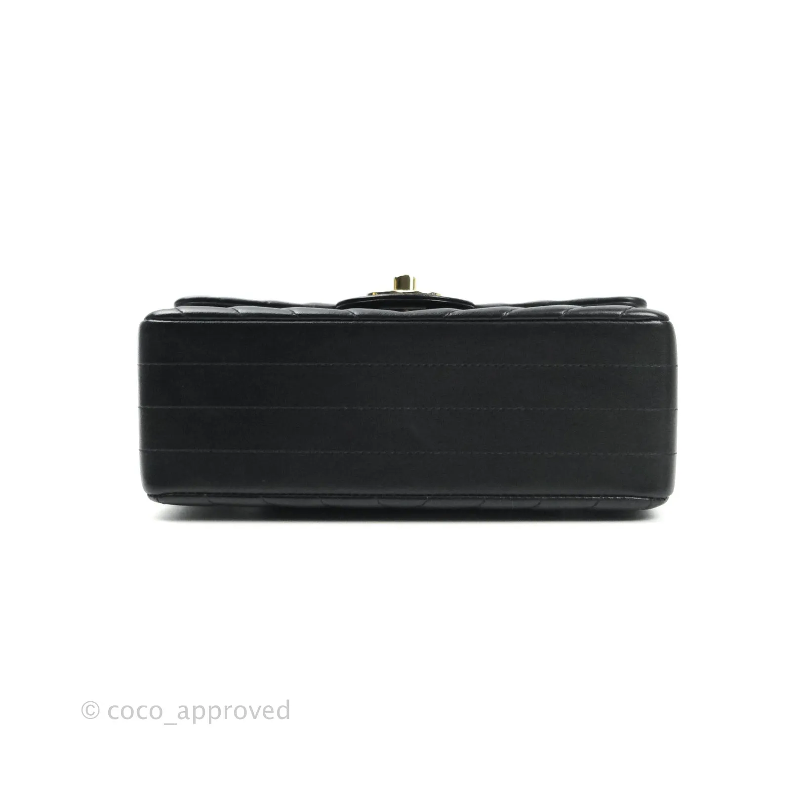 Chanel Lambskin Chevron Mini Rectangular Flap Black Gold Hardware