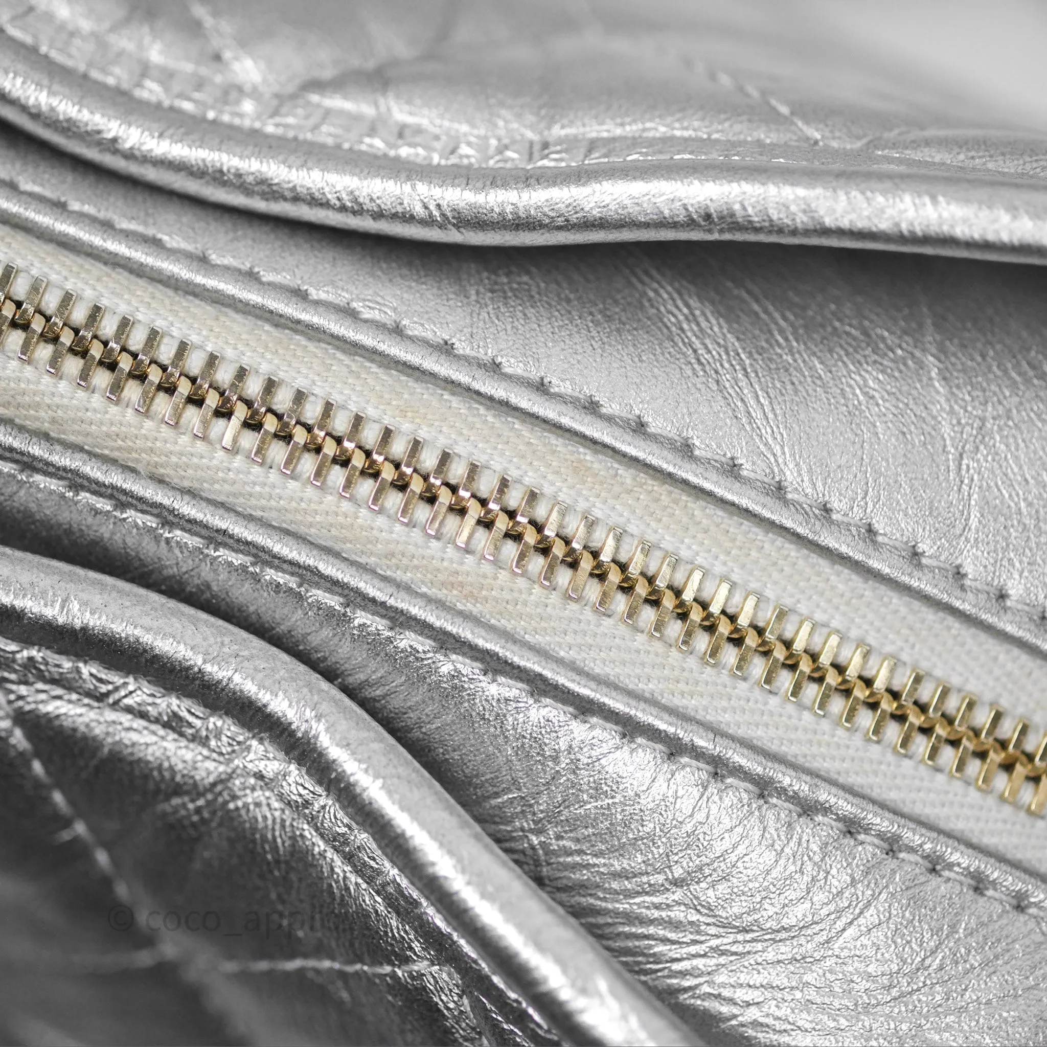 Chanel Large Gabrielle Hobo Metallic Silver Aged Calfskin Mixed Hardware
