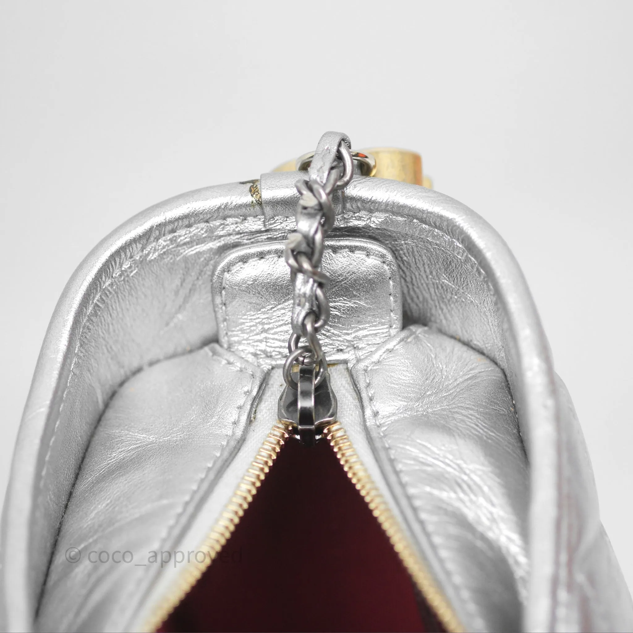 Chanel Large Gabrielle Hobo Metallic Silver Aged Calfskin Mixed Hardware