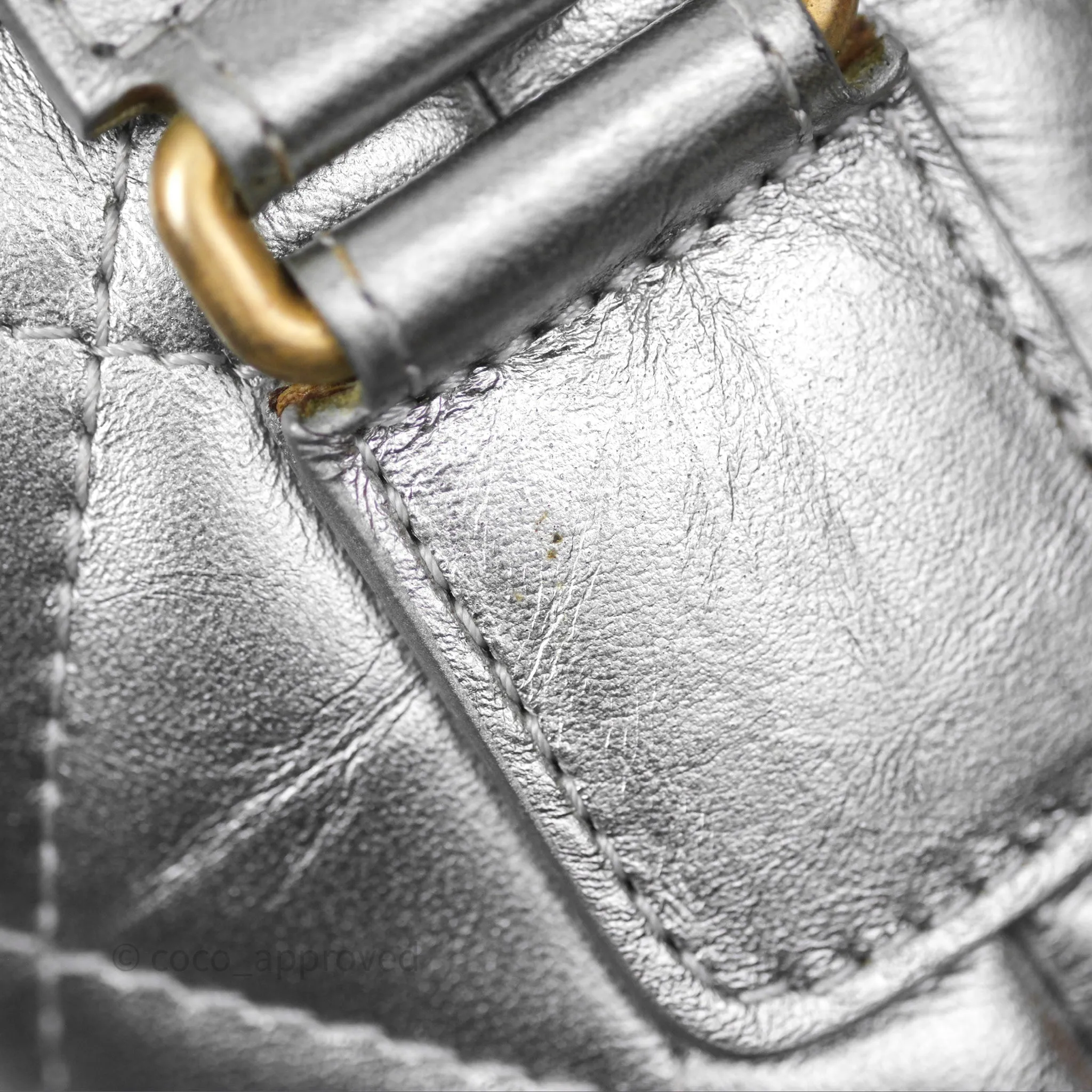 Chanel Large Gabrielle Hobo Metallic Silver Aged Calfskin Mixed Hardware
