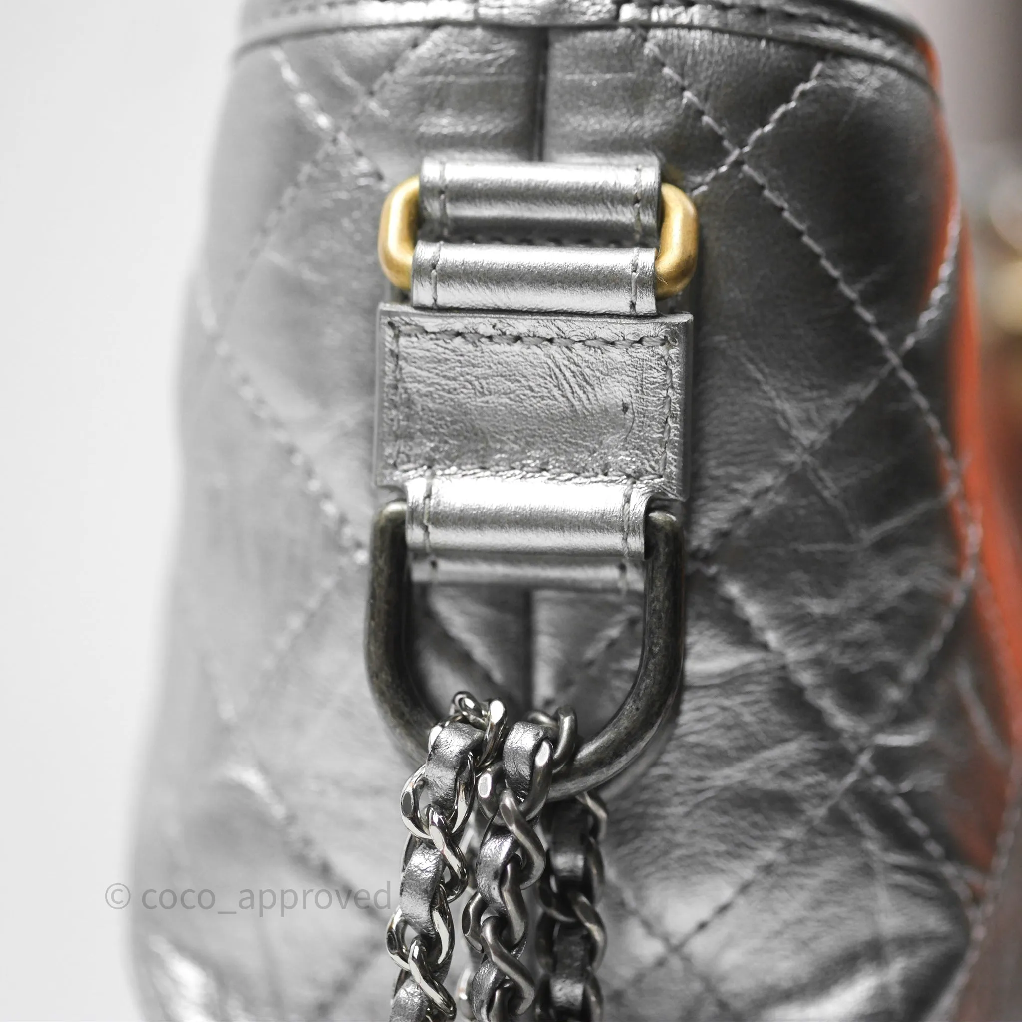 Chanel Large Gabrielle Hobo Metallic Silver Aged Calfskin Mixed Hardware