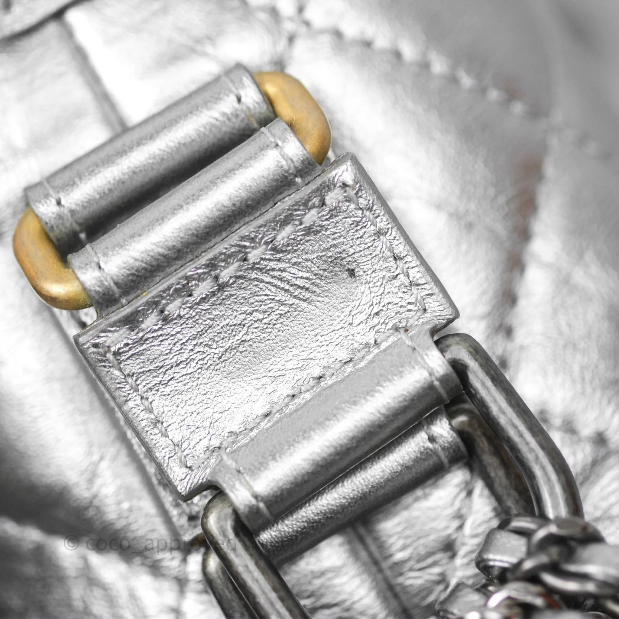 Chanel Large Gabrielle Hobo Metallic Silver Aged Calfskin Mixed Hardware