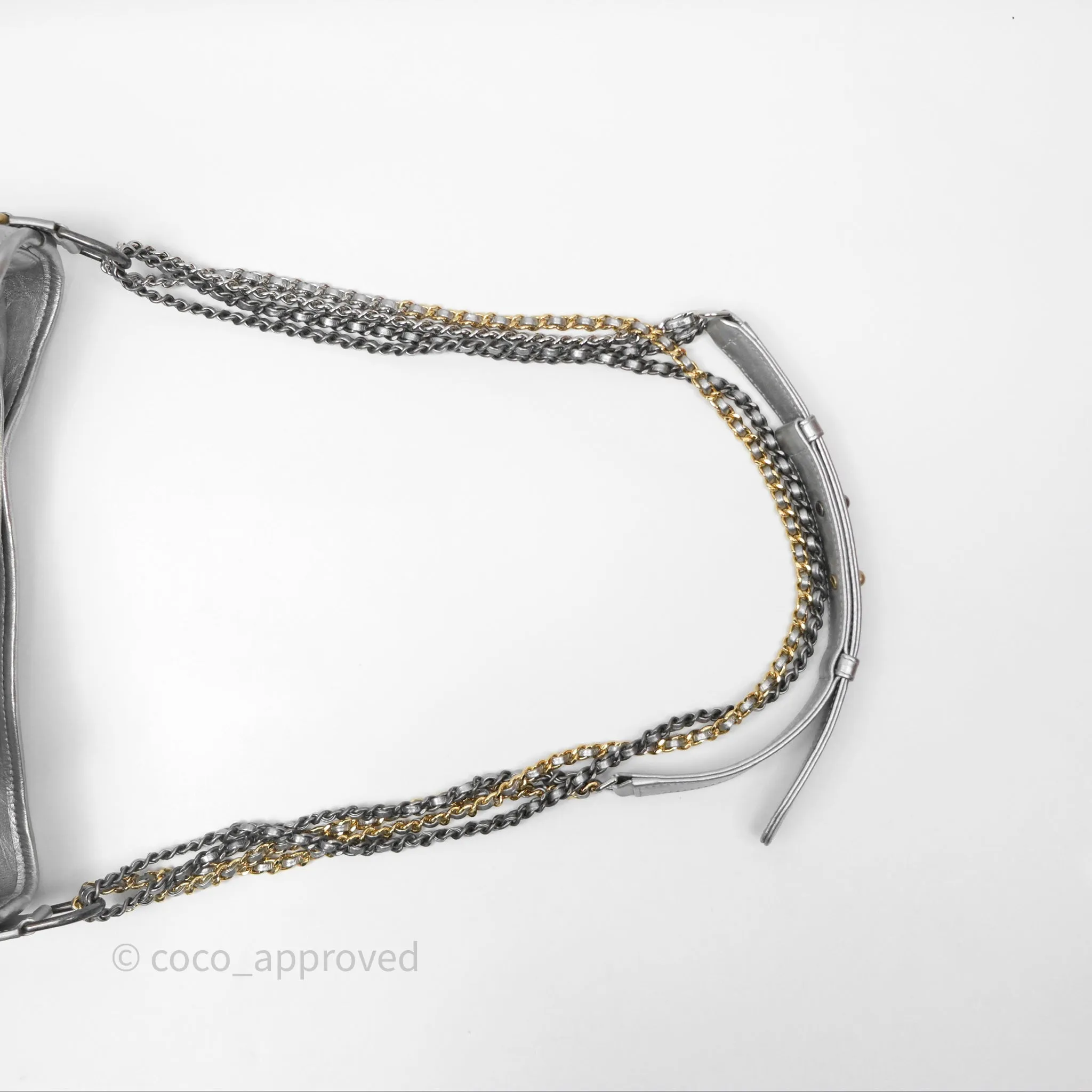 Chanel Large Gabrielle Hobo Metallic Silver Aged Calfskin Mixed Hardware