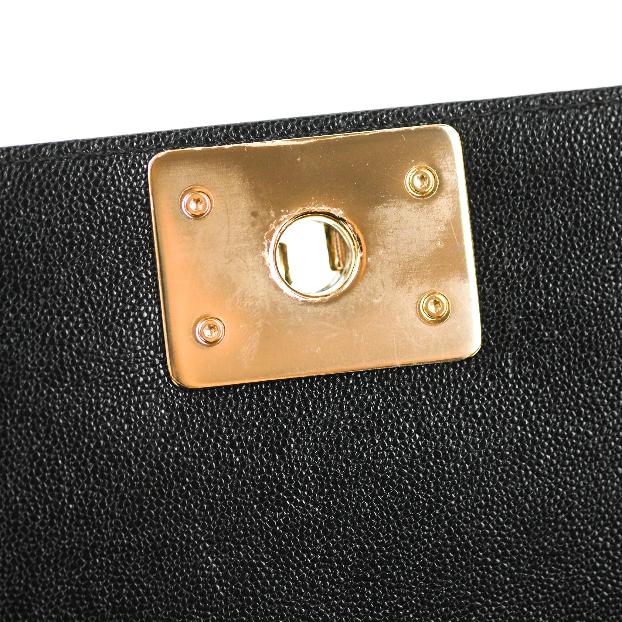 Chanel Medium Boy Chevron Black Caviar Gold Hardware