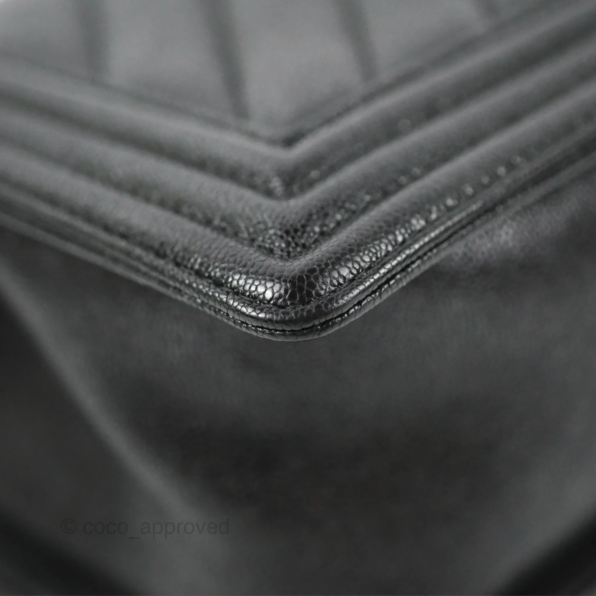 Chanel Medium Boy Chevron Black Caviar Gold Hardware