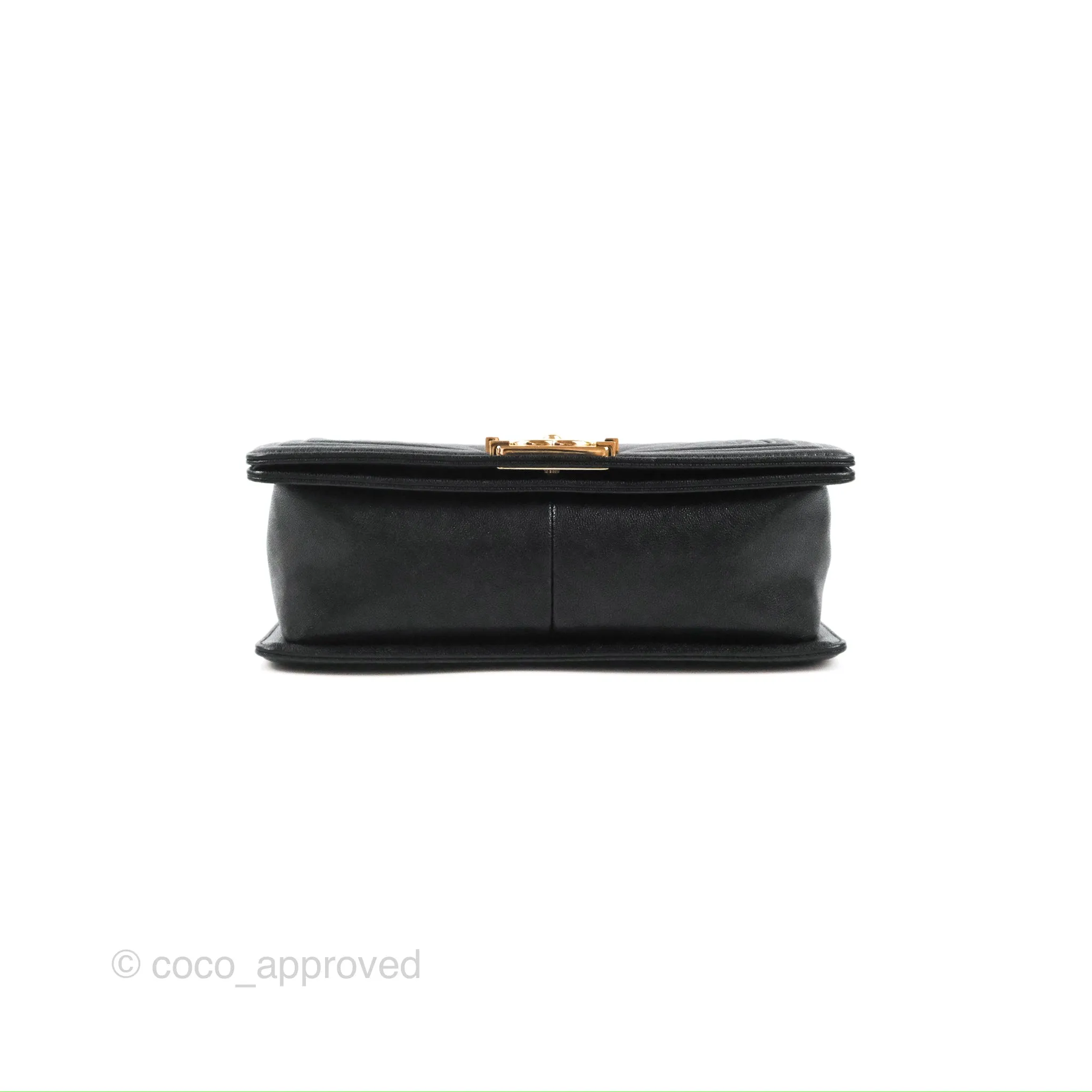 Chanel Medium Boy Chevron Black Caviar Gold Hardware