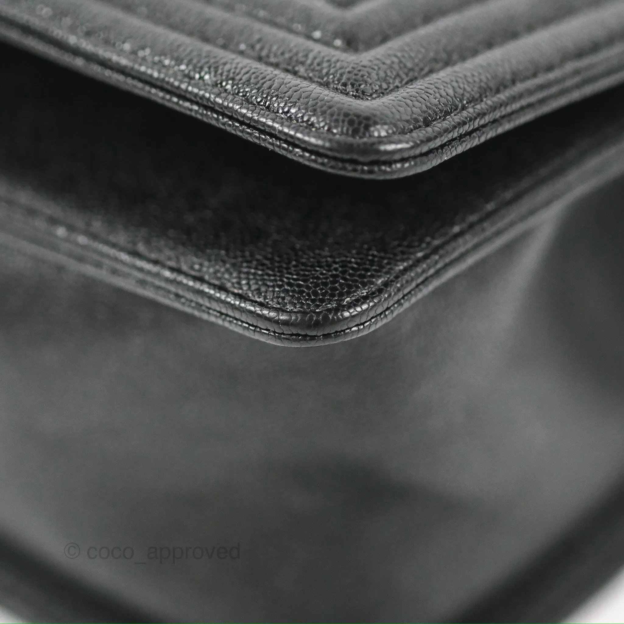 Chanel Medium Boy Chevron Black Caviar Gold Hardware