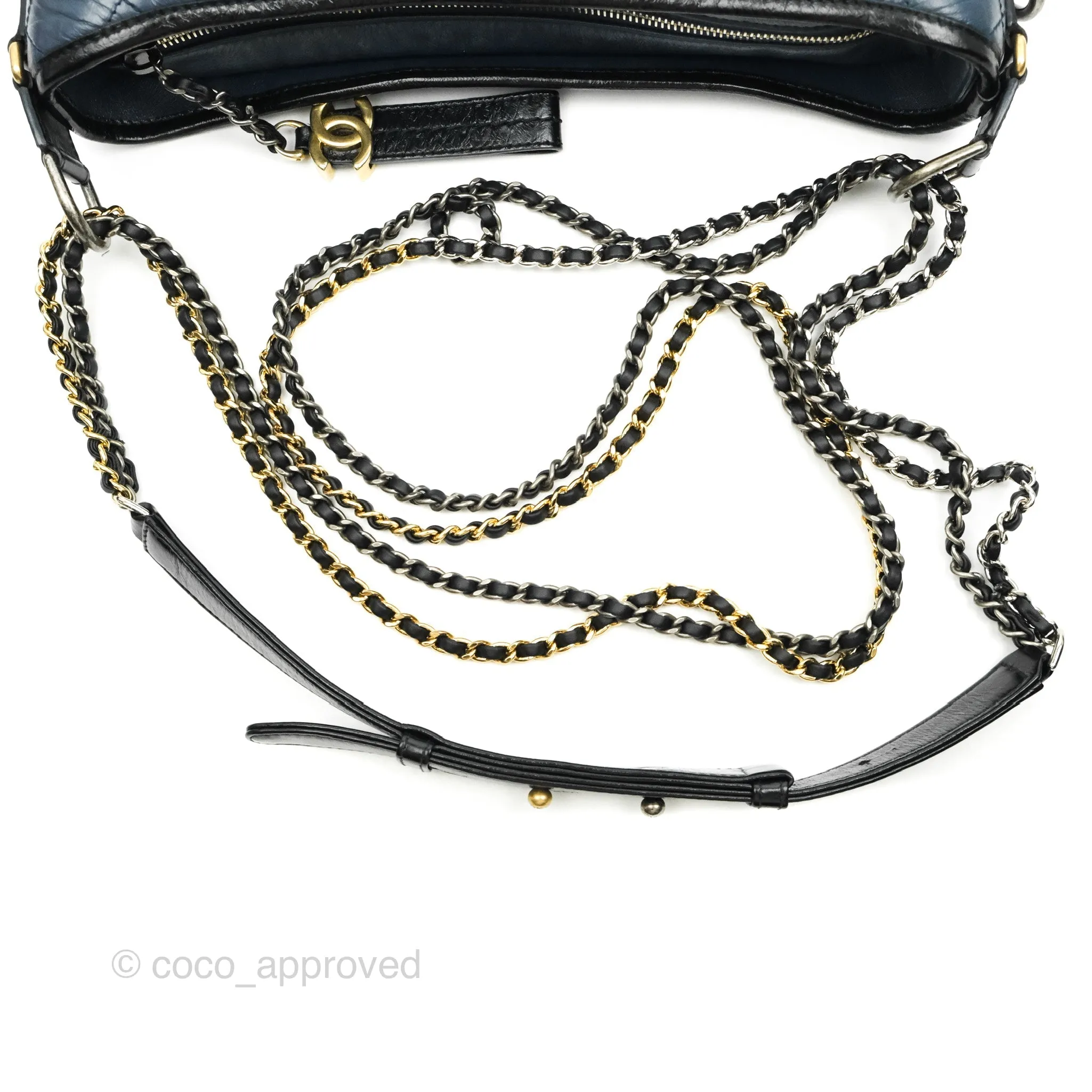 Chanel Medium Gabrielle Navy Black Aged Calfskin Mixed Hardware