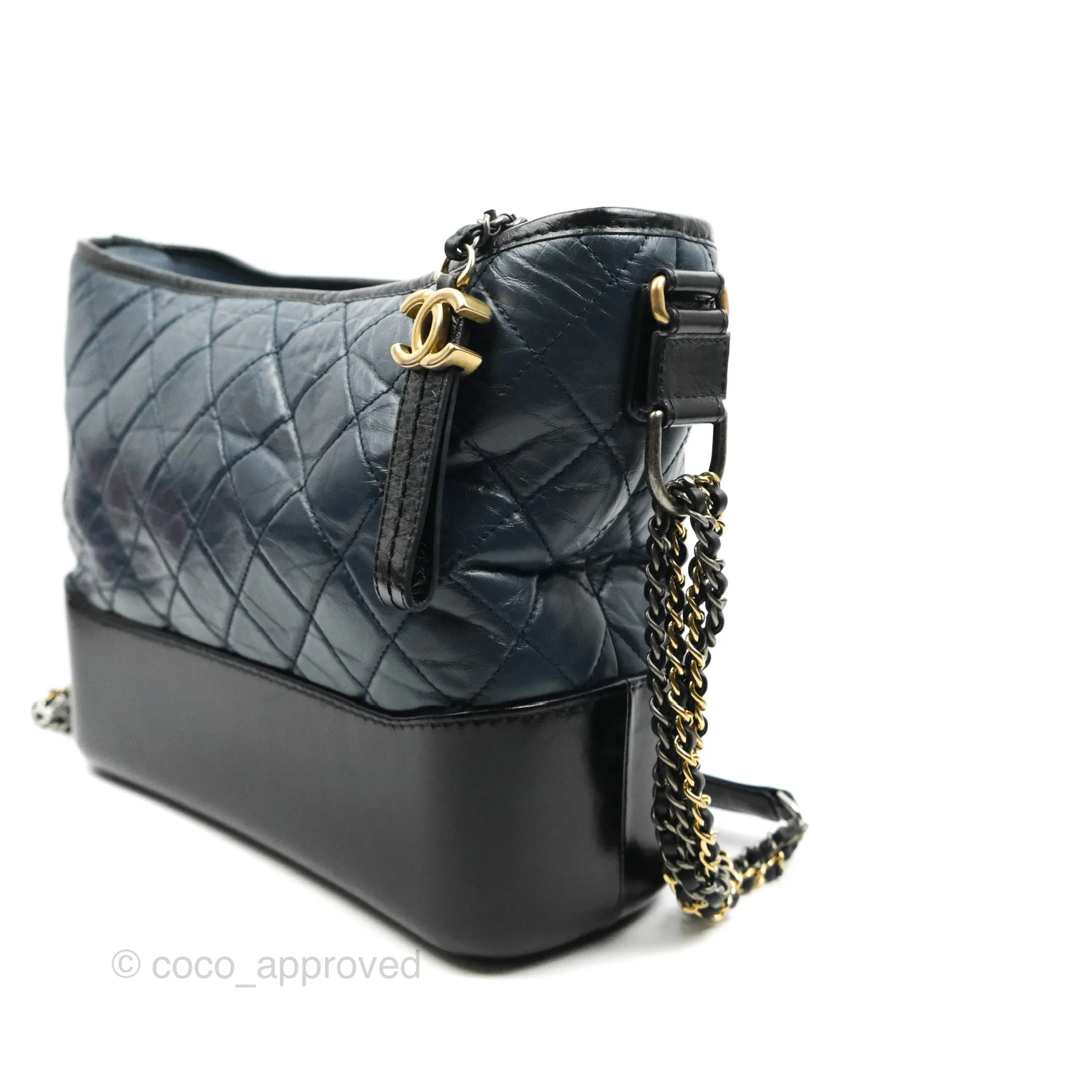 Chanel Medium Gabrielle Navy Black Aged Calfskin Mixed Hardware