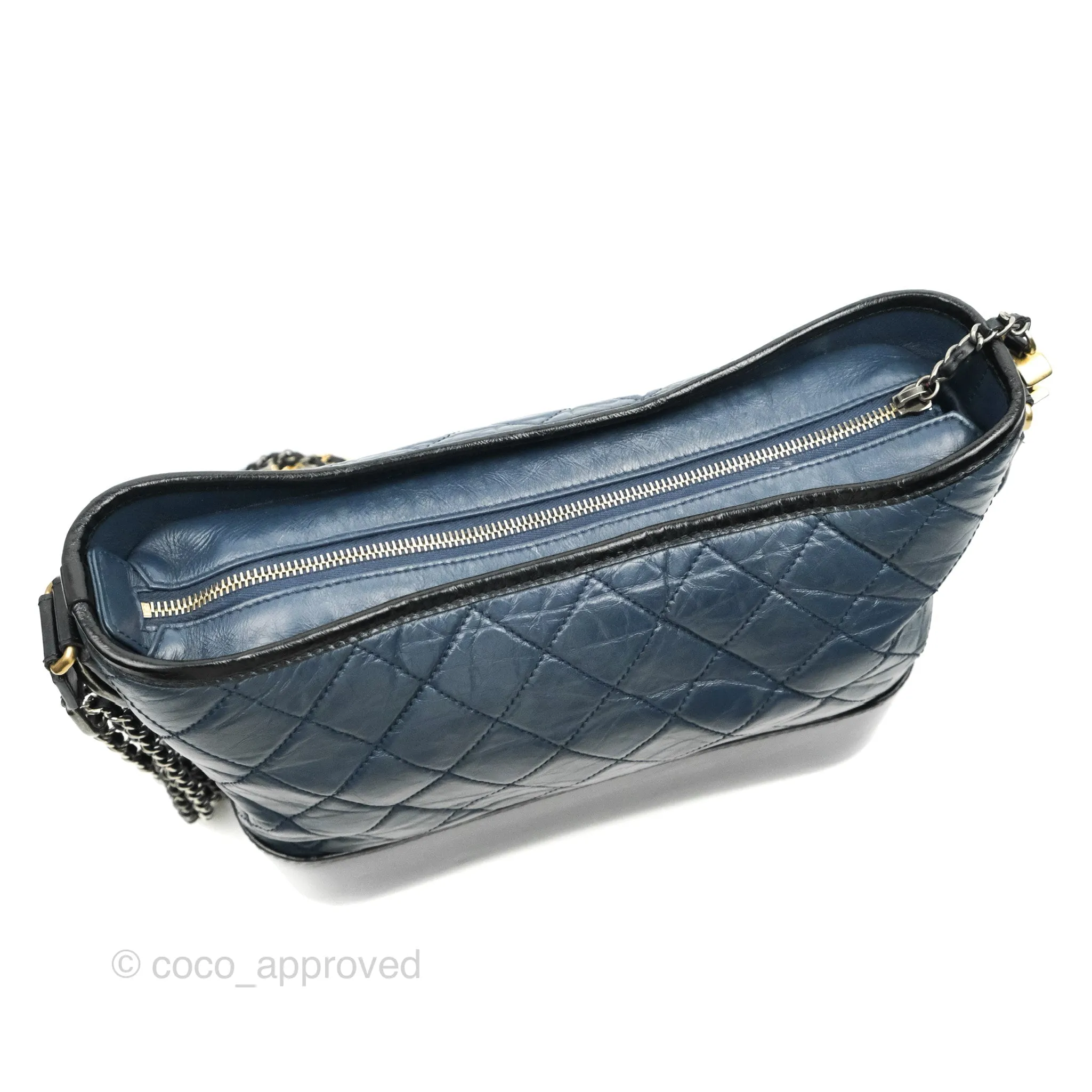 Chanel Medium Gabrielle Navy Black Aged Calfskin Mixed Hardware