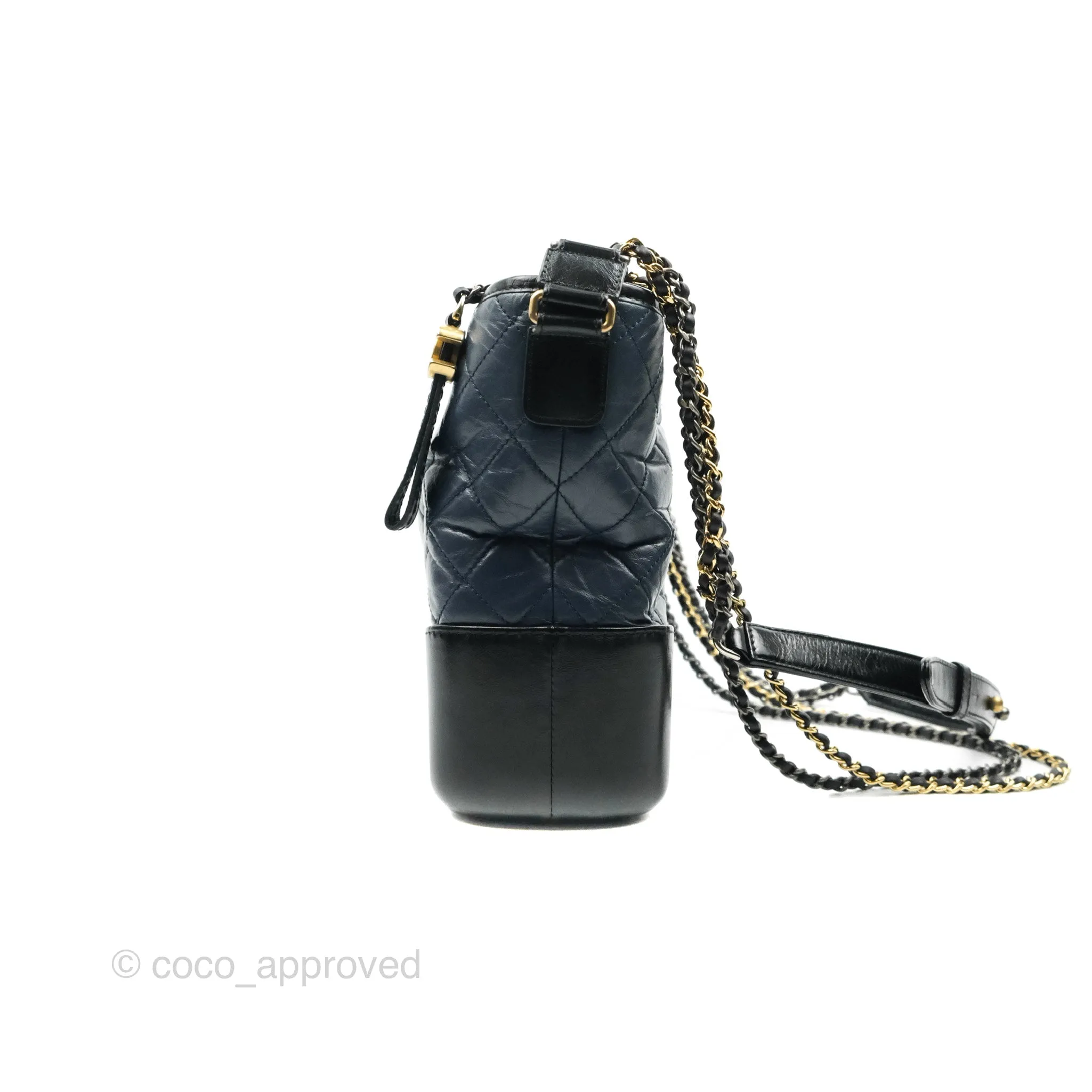 Chanel Medium Gabrielle Navy Black Aged Calfskin Mixed Hardware